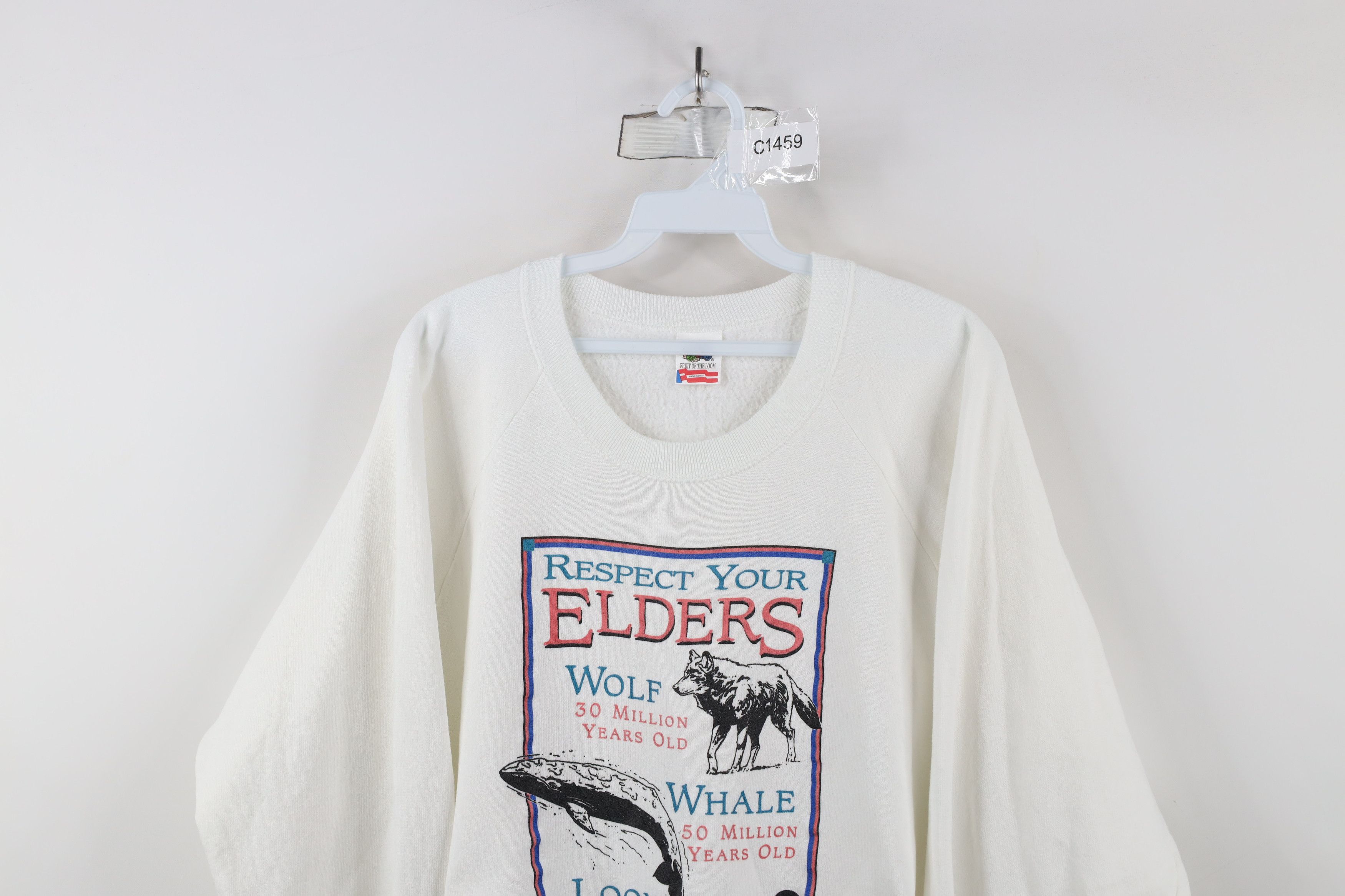 Vintage Vintage 90s Streetwear Earth Day Wolf Whale Sweatshirt Size US XL / EU 56 / 4 - 2 Thumbnail