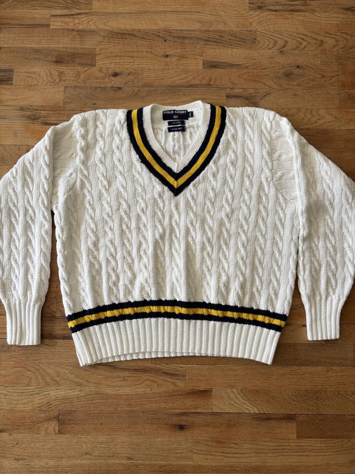 Ralph Lauren Polo Sport Ralph Lauren Tennis Cable Knit Cricket Sweater Size US XL / EU 56 / 4 - 1 Thumbnail