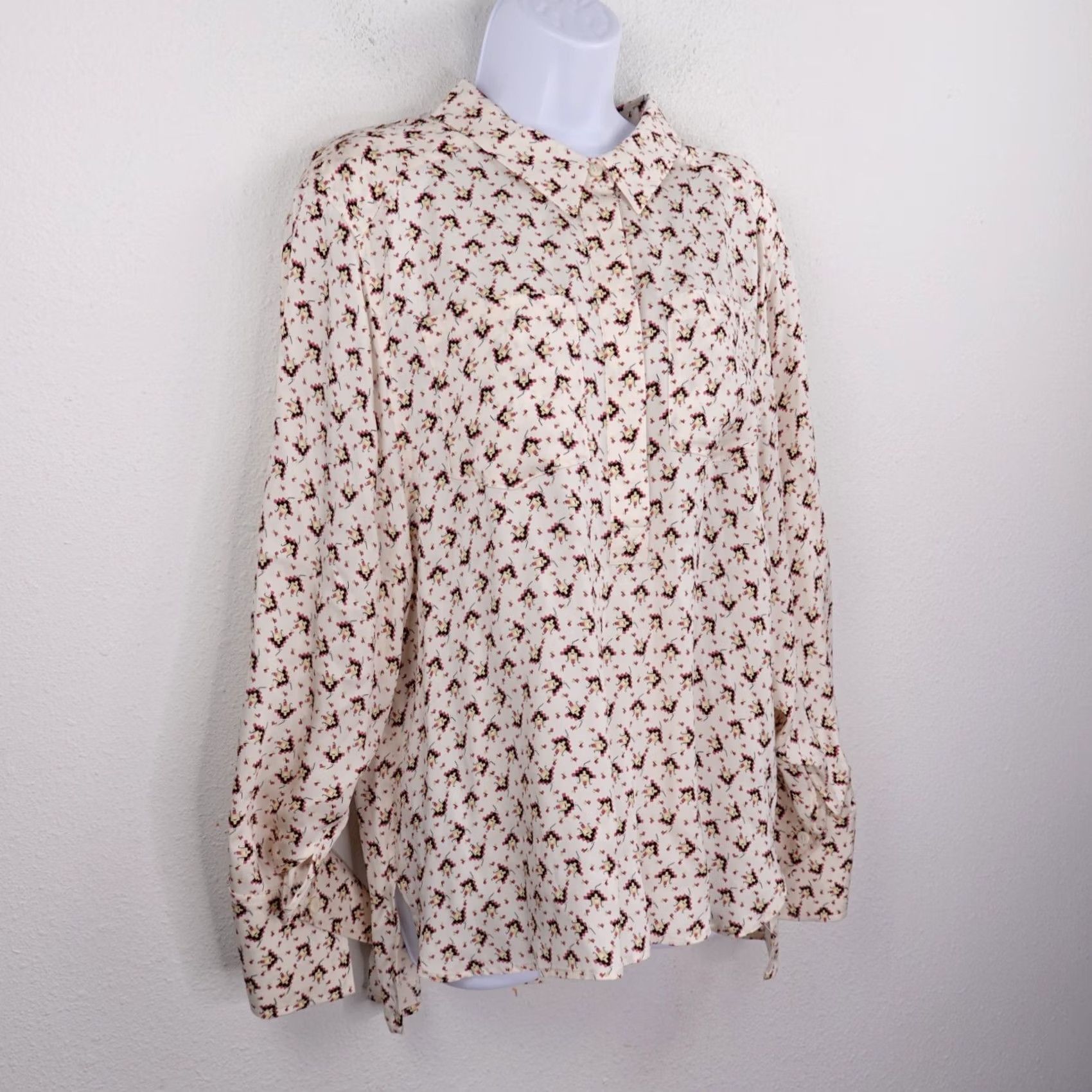Reiss Reiss Pia Cream Geometric Printed Popover Viscose Shirt Blouse Size US 12 Size XL / US 12-14 / IT 48-50 - 4 Thumbnail