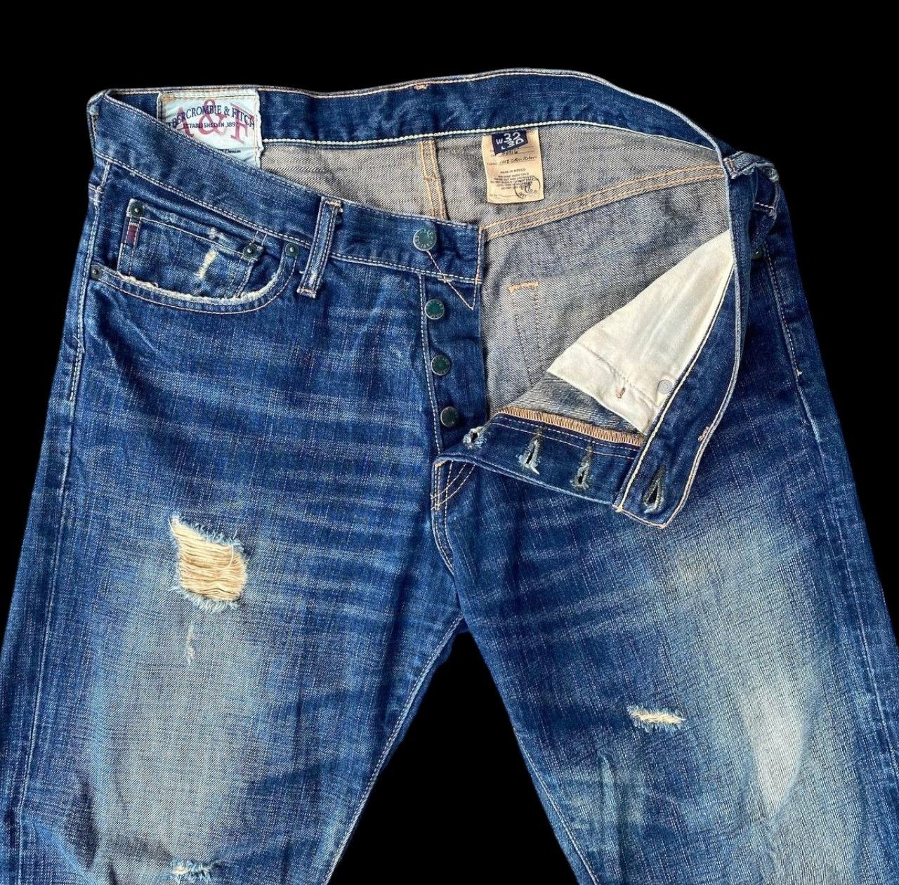 Other DISTRESSED ABERCROMBIE & FITCH BLUEWASH RIPPED DENIM W34X30 Size US 34 / EU 50 - 6 Thumbnail