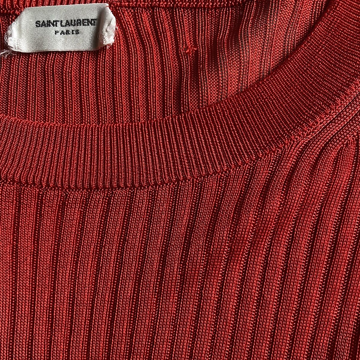 Saint Laurent Paris SLP Red Ribbed L/S Size M / US 6-8 / IT 42-44 - 8 Thumbnail