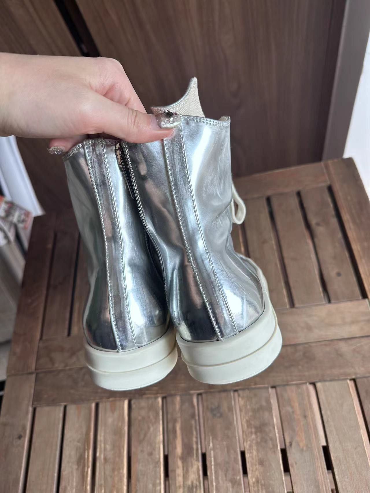 Rick Owens × Rick Owens Drkshdw Rick Owens ramones canvas silver sneakers size 37 Italy wn 7 Size US 7 / IT 37 - 6 Thumbnail