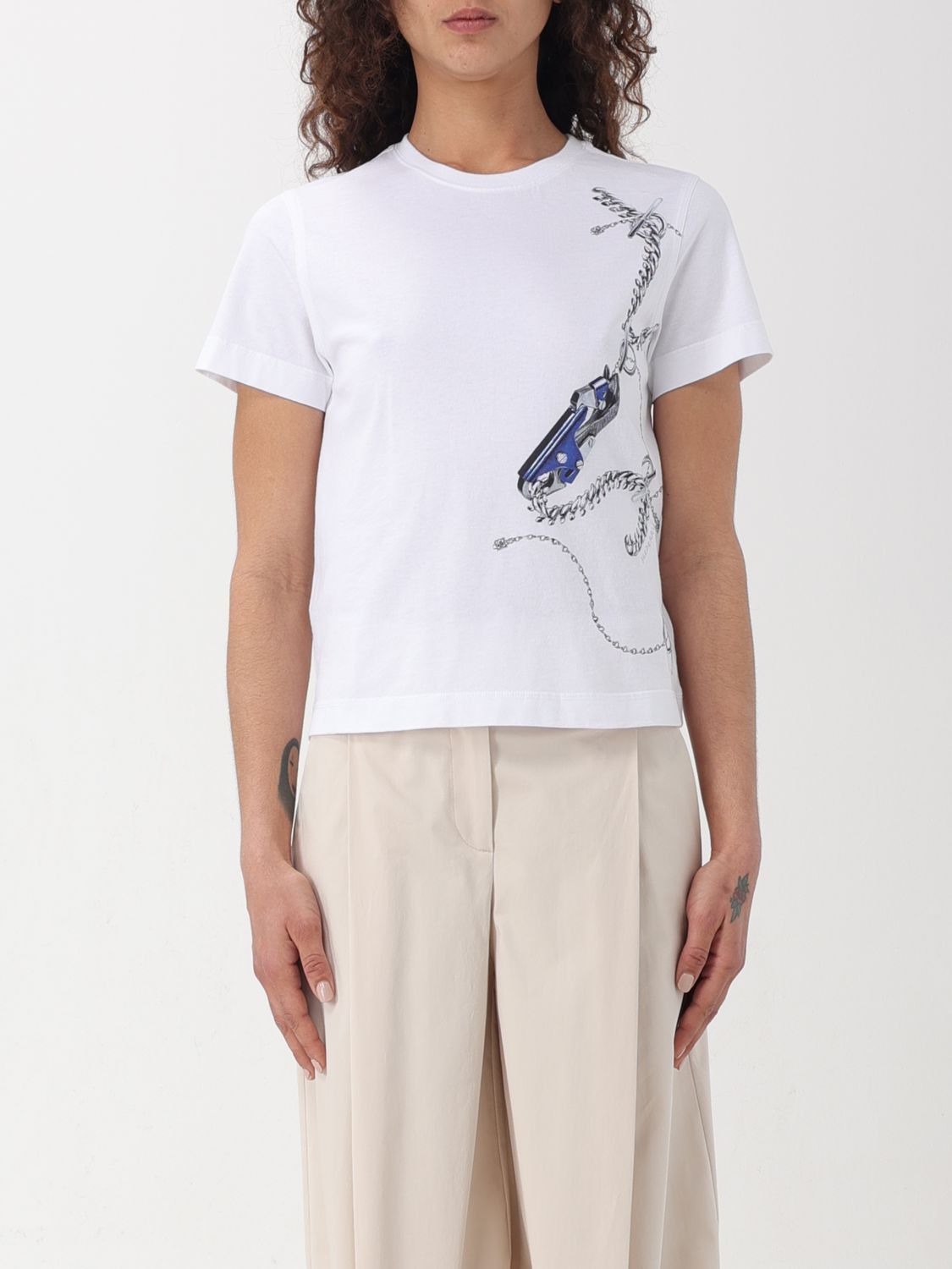 image of Burberry T-Shirt Woman White, Women's (Size Large)