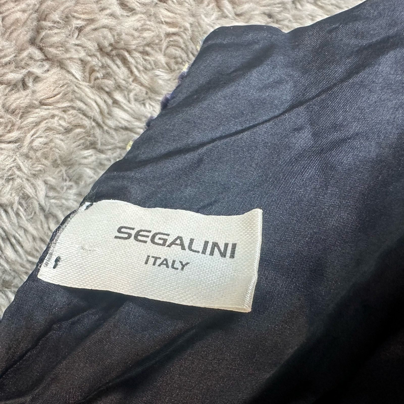 Other Segalini Italy Silk Rayon Scarf Blue Gold Plush Velvet Feel Size ONE SIZE - 5 Thumbnail