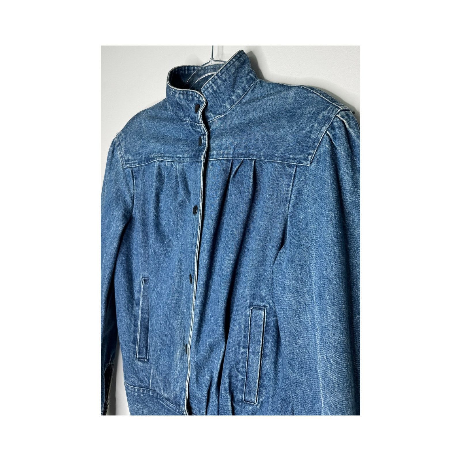 Vintage 1980s Vintage Denim Puff Sleeve Bomber Jacket Women’s Medium Size M / US 6-8 / IT 42-44 - 7 Thumbnail