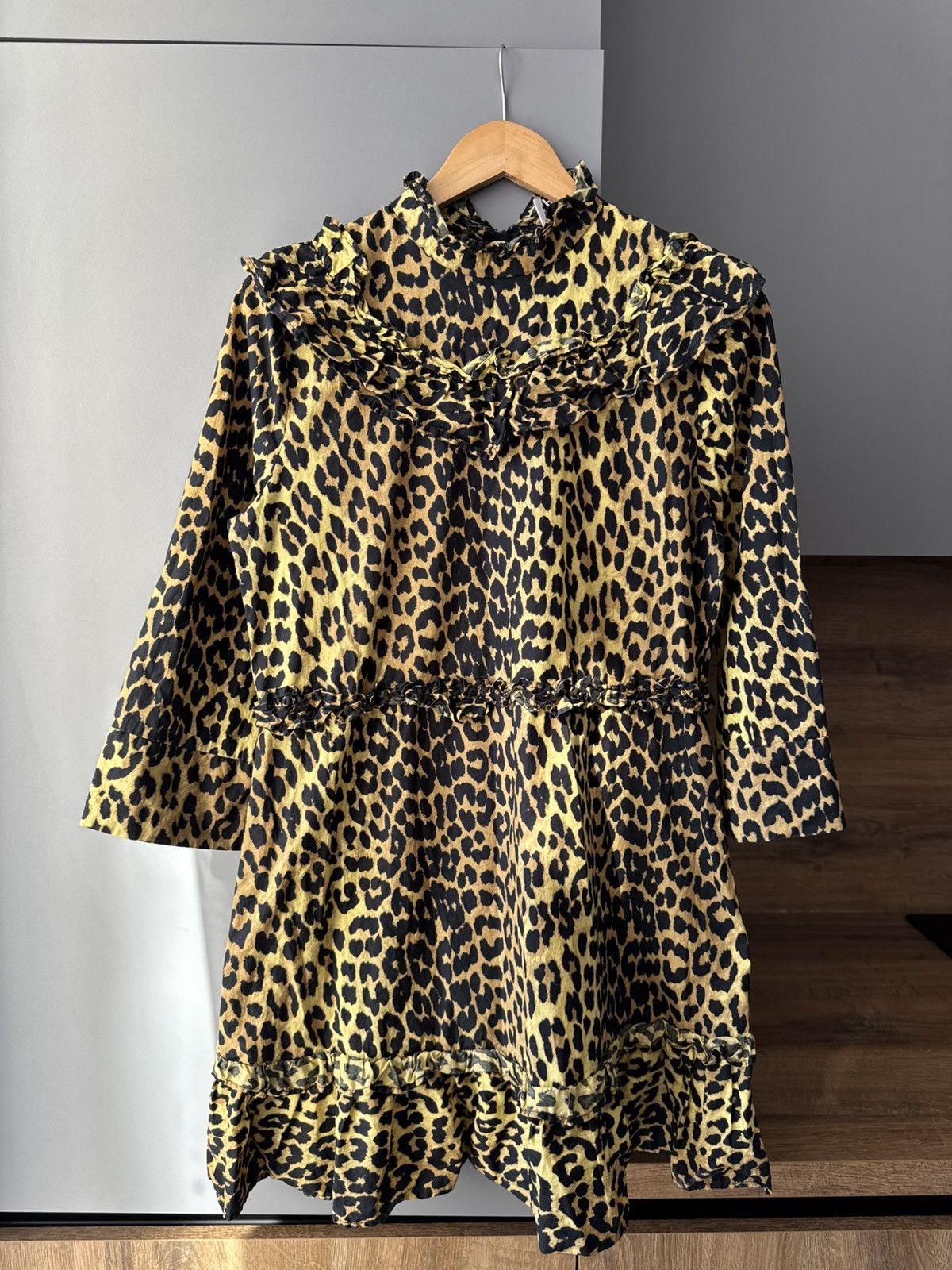 Ganni Ganni Leopard-Print Cotton-Poplin Mini Dress Size XS / US 0-2 / IT 36-38 - 1 Thumbnail