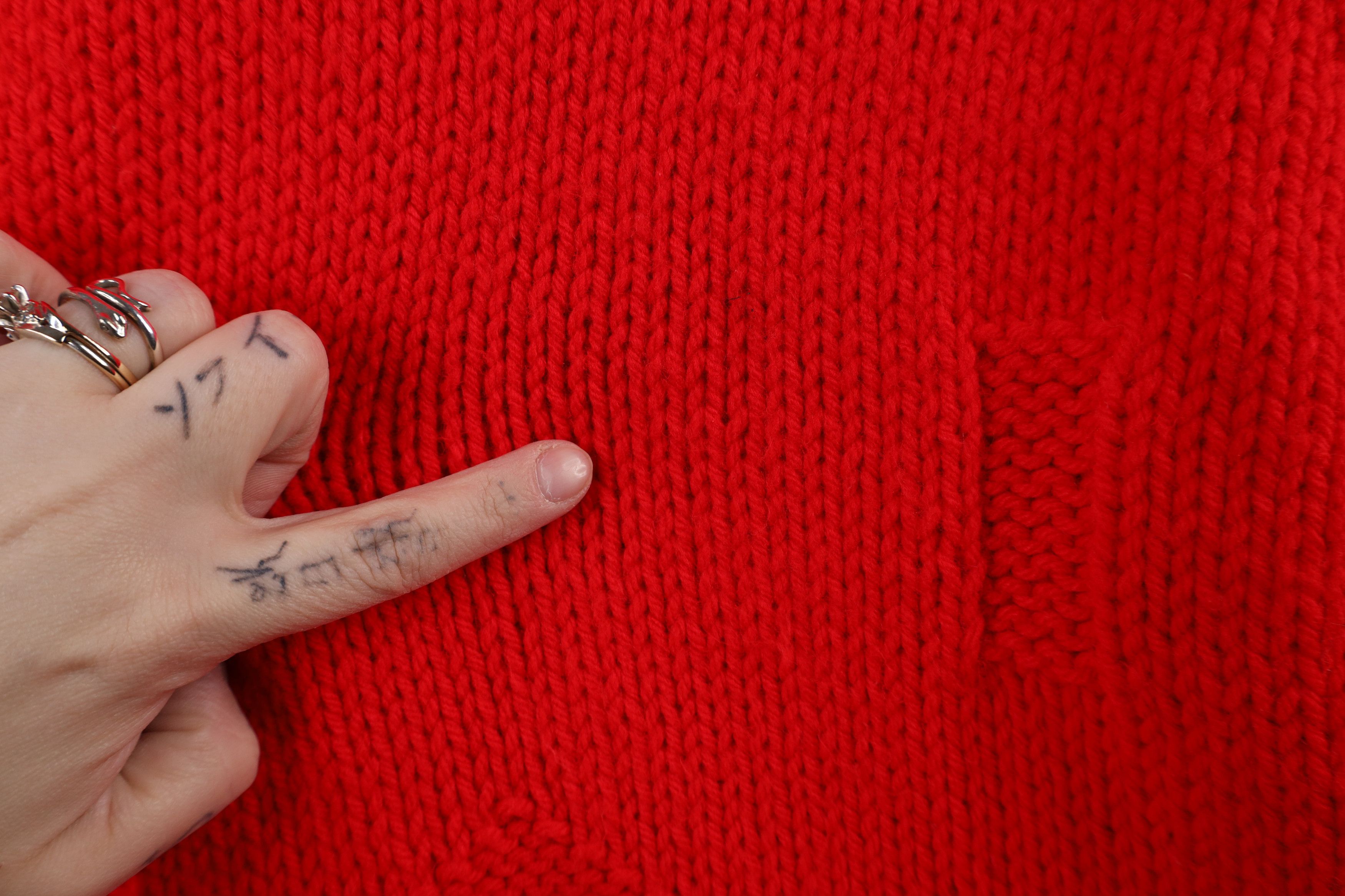 Vintage Vintage 70s Streetwear Chunky Knit Geometric Sweater Red Size XXL / US 16-18 / IT 52-54 - 6 Thumbnail