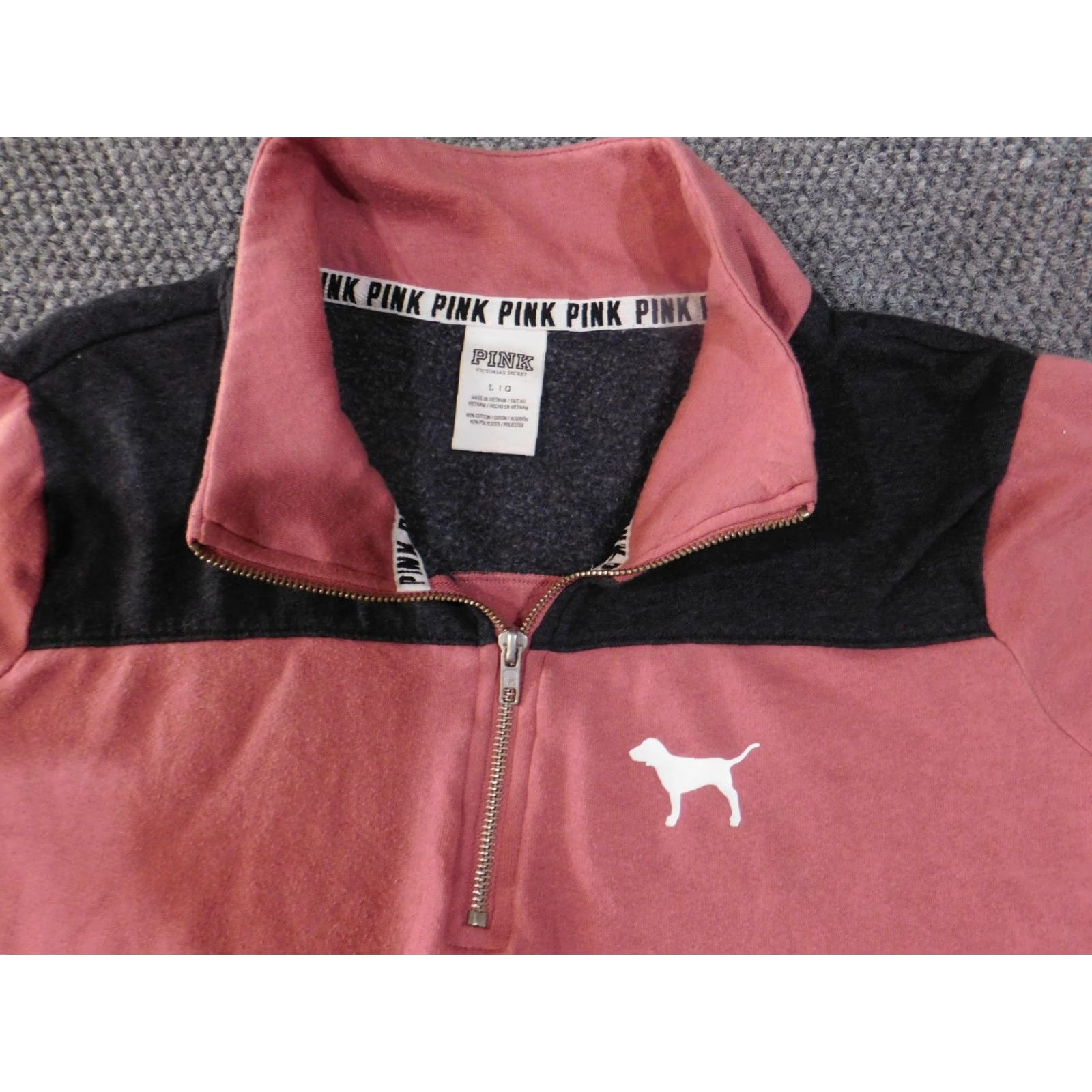 Pinko PINK Victoria's Secret Pullover Sweatshirt Womens Large Quarter Zip Dog Logo Size L / US 10 / IT 46 - 5 Thumbnail