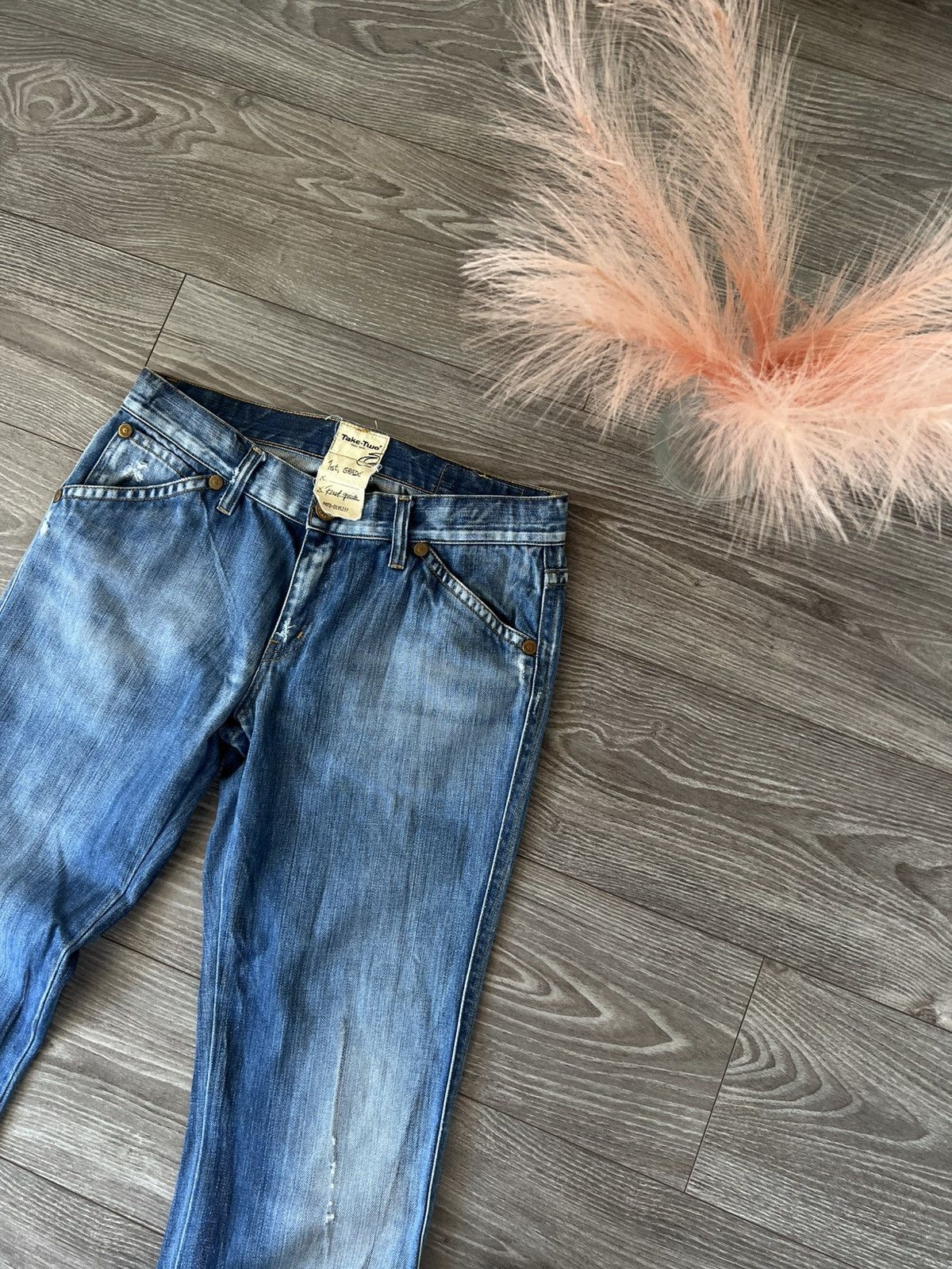 Designer ‼️Take Two 1st Grade HandMade Crafted Print Flared Jeans‼️ Size US 33 - 3 Thumbnail