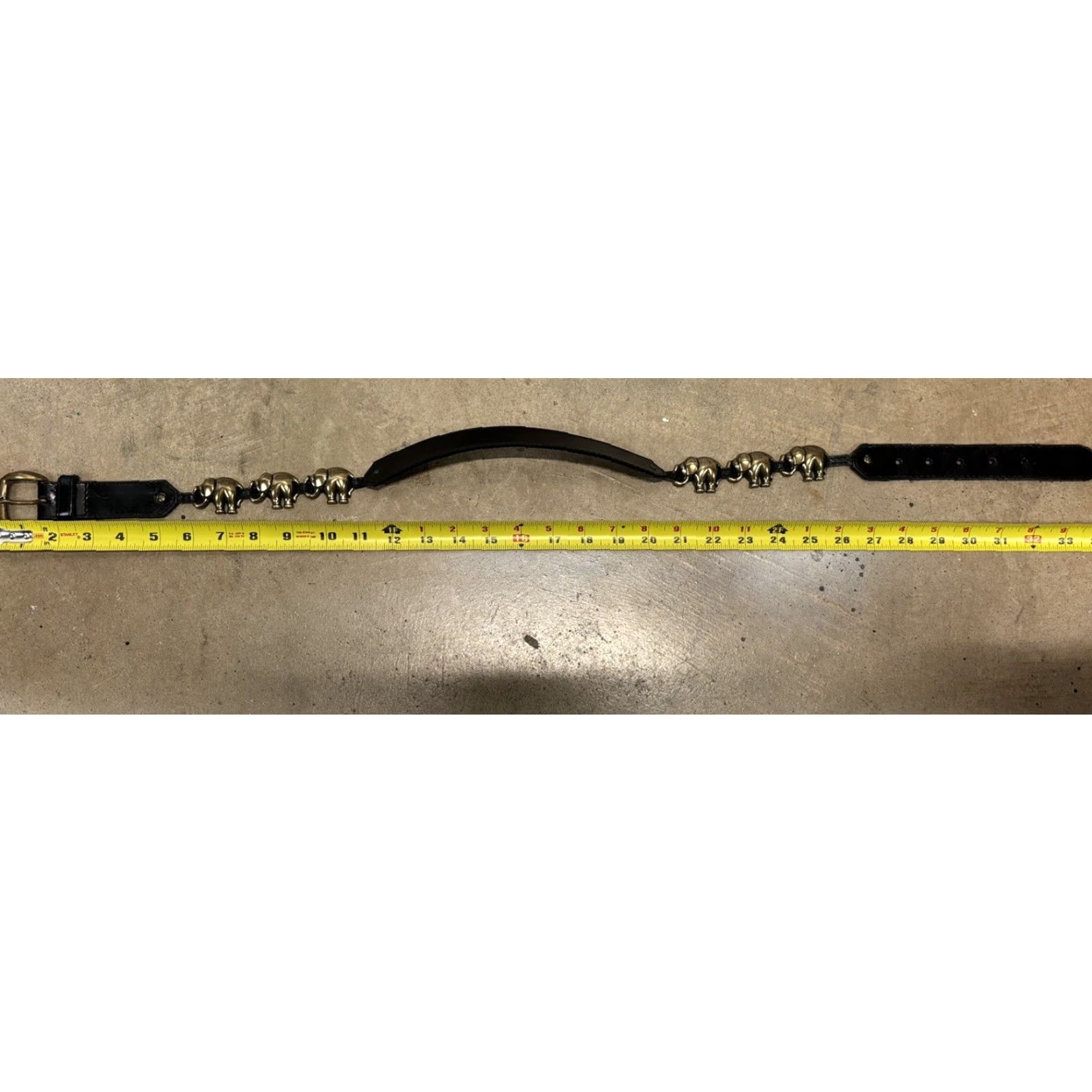 Liz Claiborne VINTAGE Liz Claiborne Belt Leather Black Elephant Brass Hardware 28”-32” Womens M Size ONE SIZE - 7 Thumbnail