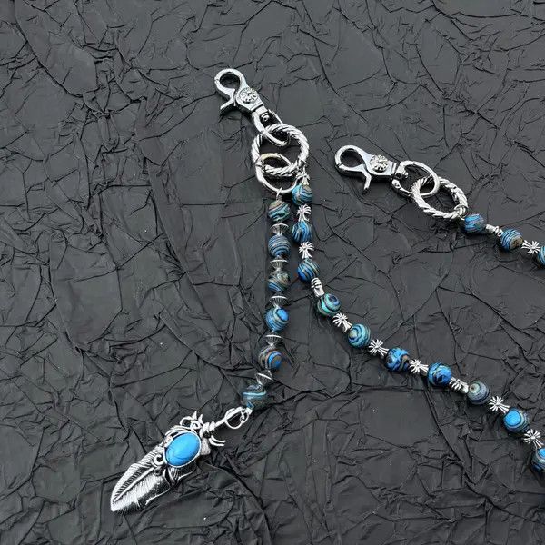 Jewelry Blue Beaded Wallet Chain Chain, Belt Chain, Pants Chain Size ONE SIZE - 4 Thumbnail