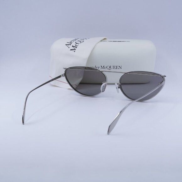 Alexander McQueen Alexander McQueen AM0424S 004 Sunglasses Silver Cat Eye Size ONE SIZE - 10 Thumbnail