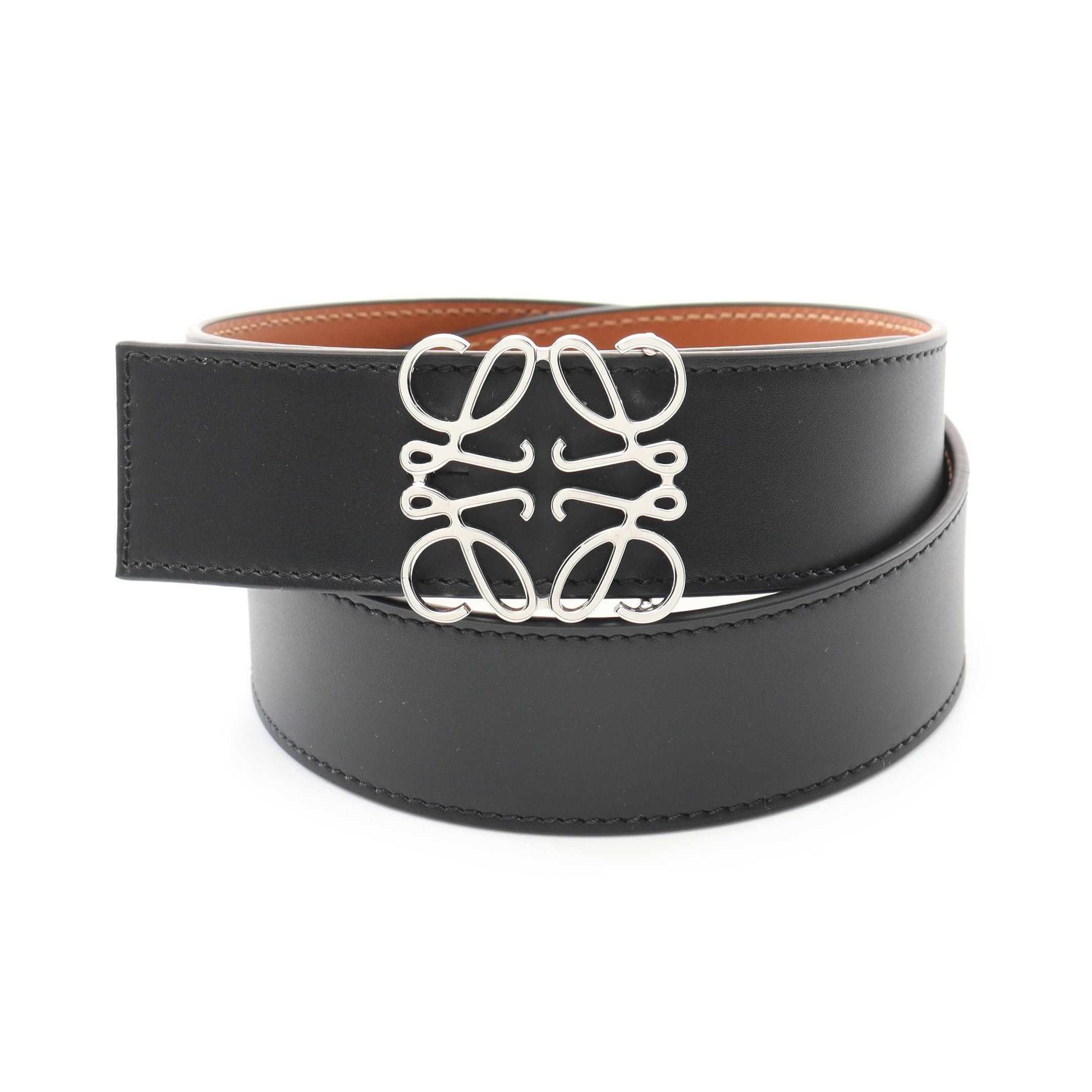 Loewe Loewe Anagram Belt Leather Black Brown Reversible Silver Hardware Size ONE SIZE - 1 Thumbnail