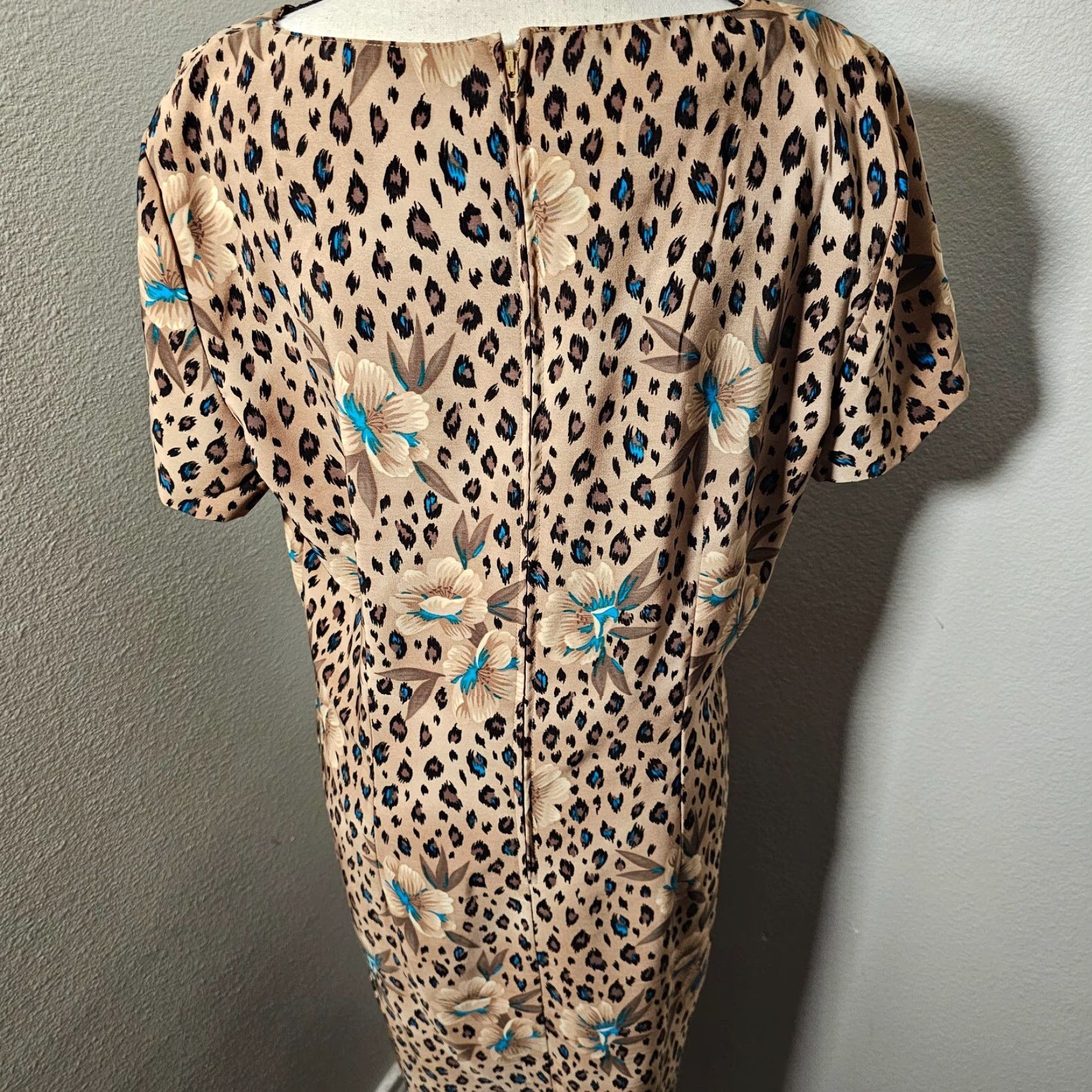 Lee VINTAGE Kathie Lee Dress Shirt Women Regular Long Leopard A-Line 14 Brown Size XL / US 12-14 / IT 48-50 - 4 Thumbnail