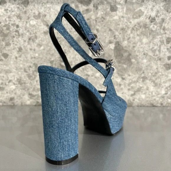Givenchy GIVENCHY Blue Voyou Heeled Denim Sandals - NEW WITH TAGS Size US 9 / IT 39 - 6 Thumbnail