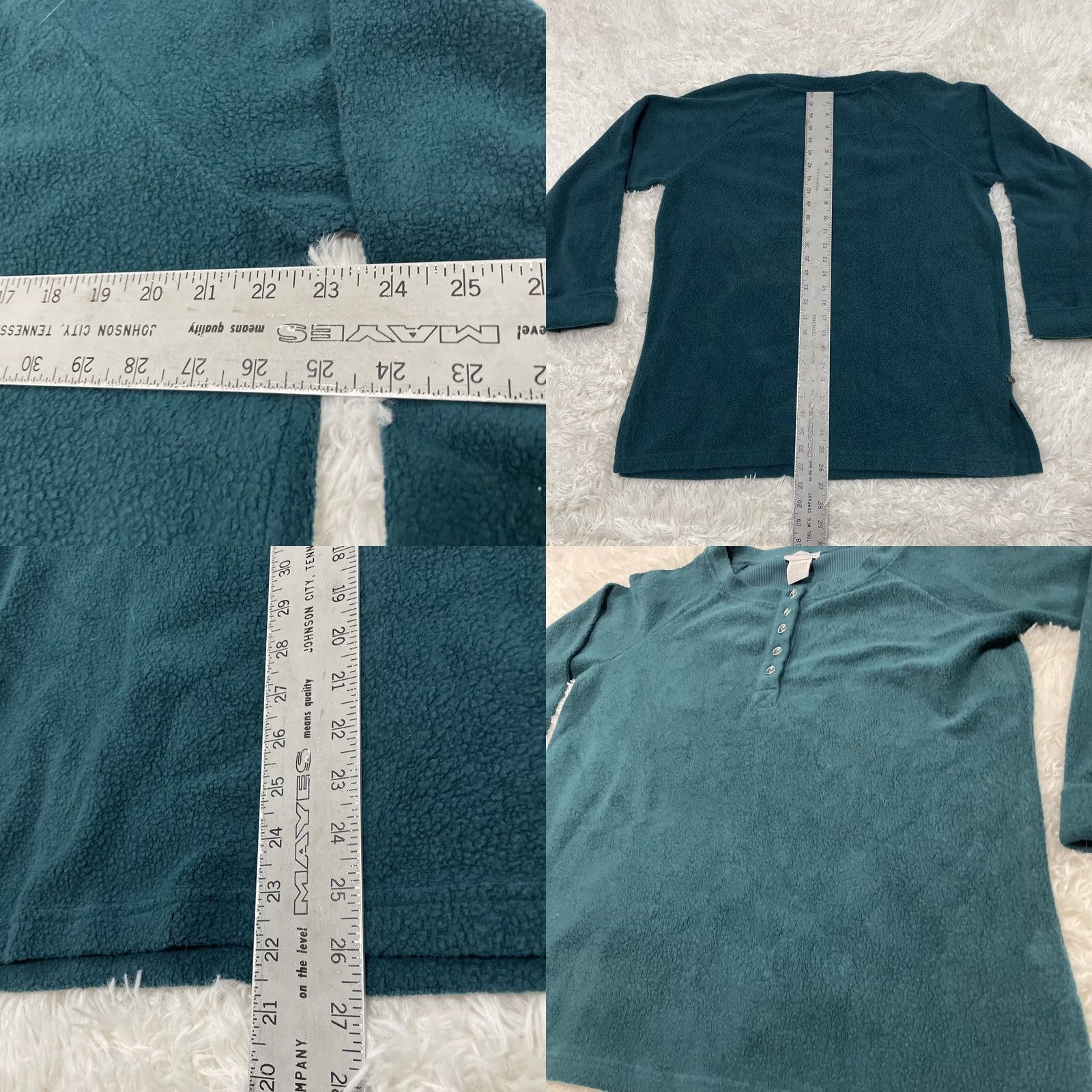 Soft Surroundings SOFT SURROUNDINGS Fleece Sweater Women's L Green Henley Button Long Sleeve Casual Warm Layer 90s Womens Size L / US 10 / IT 46 - 8 Thumbnail