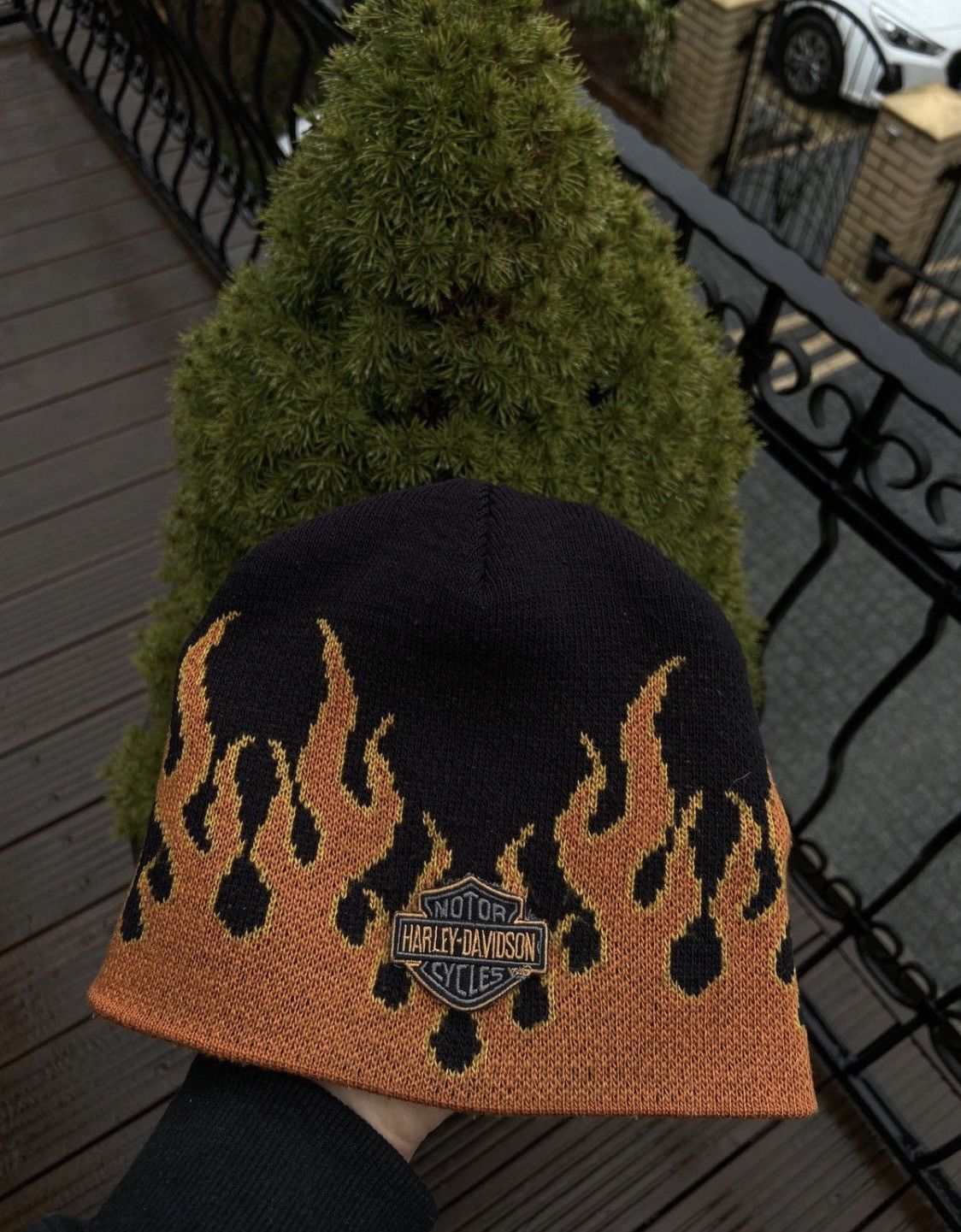 Harley Davidson Flames Fire Beanie Hat 2002 vintage merch
