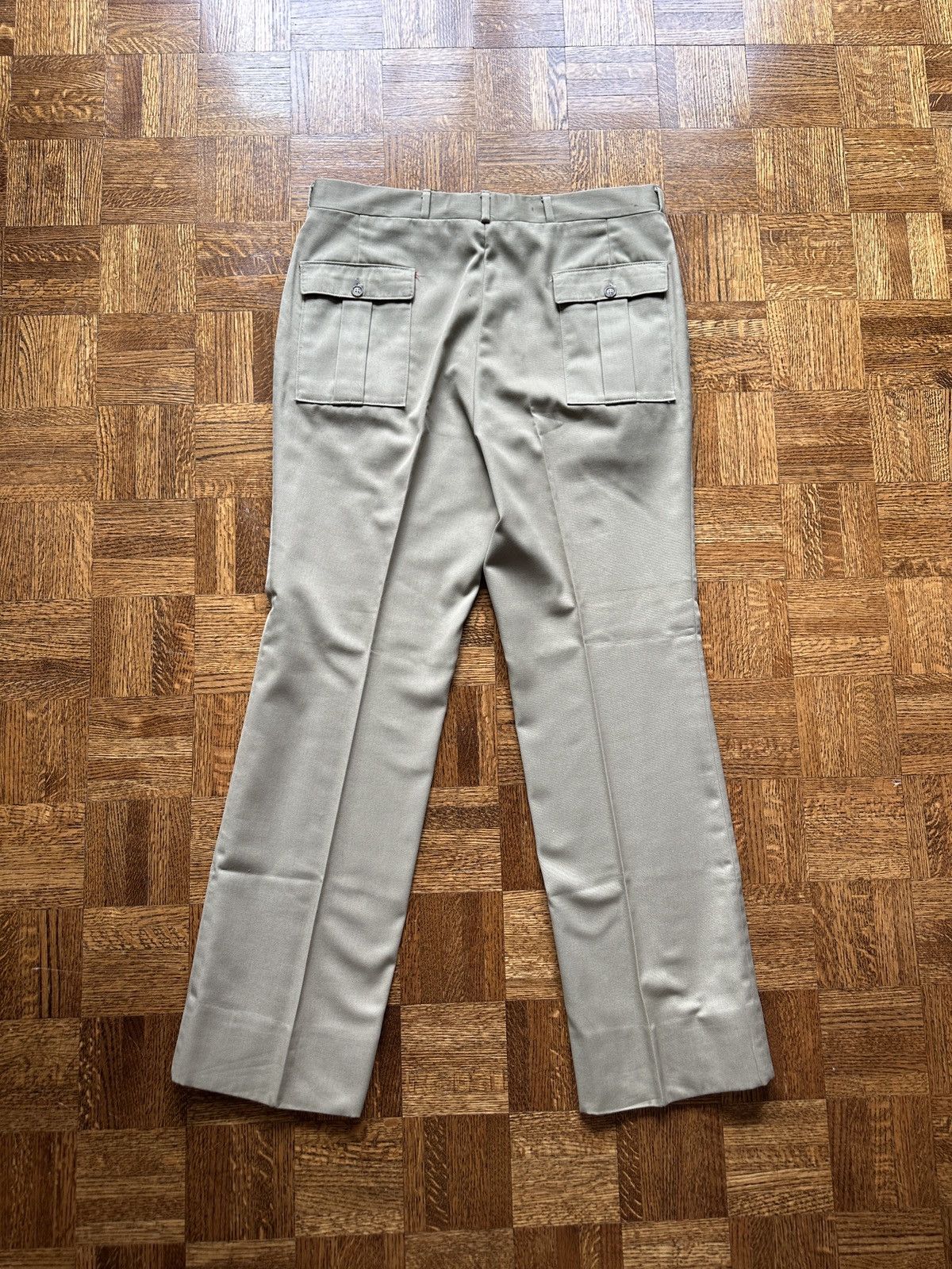 Vintage Vintage 60s Flannel Lined Khaki Trousers Pants Size US 36 / EU 52 - 3 Thumbnail