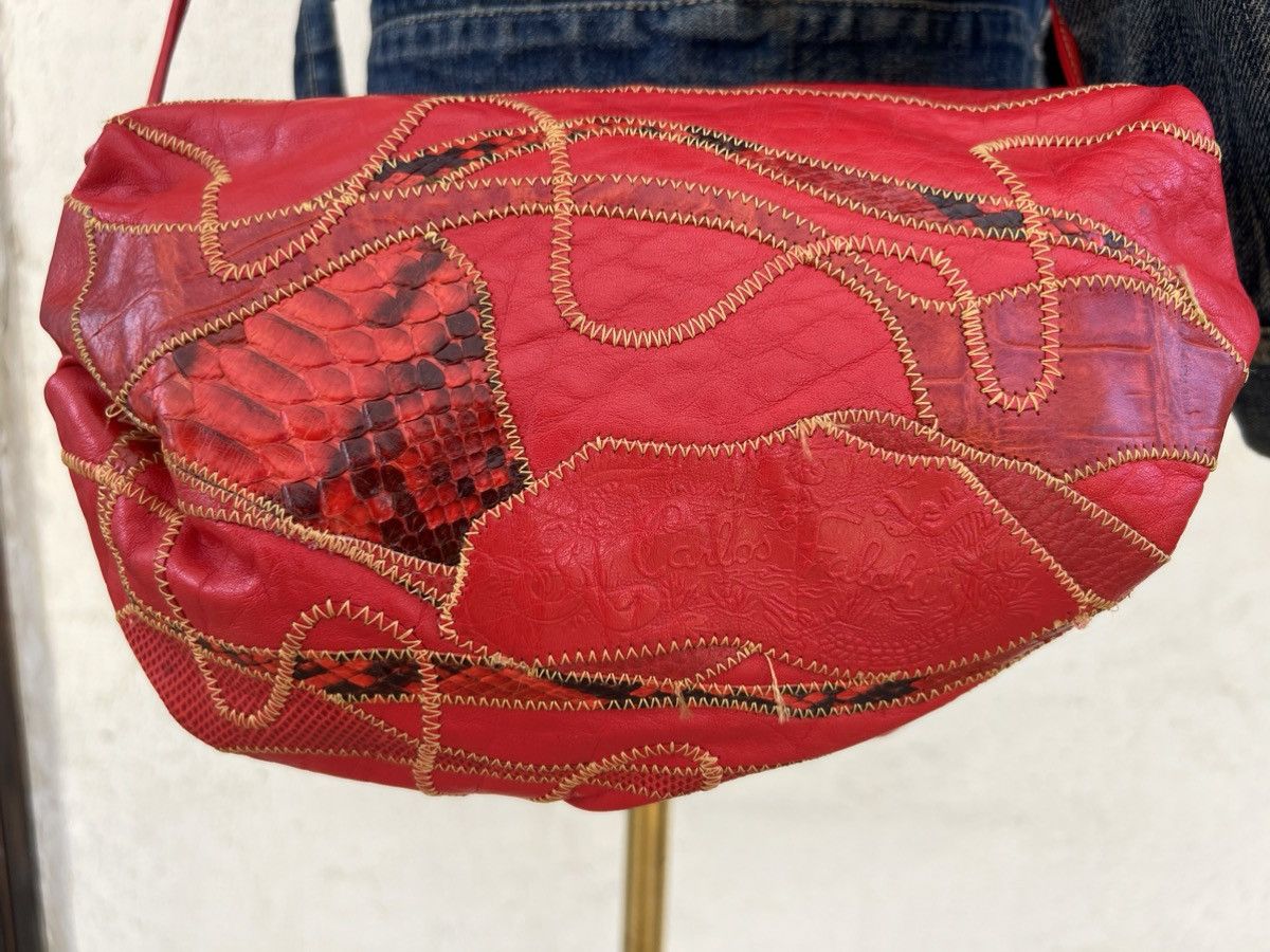 Leather Vintage Carlos Falchi Embroidery Patchwork Leather Bag Size ONE SIZE - 9 Thumbnail