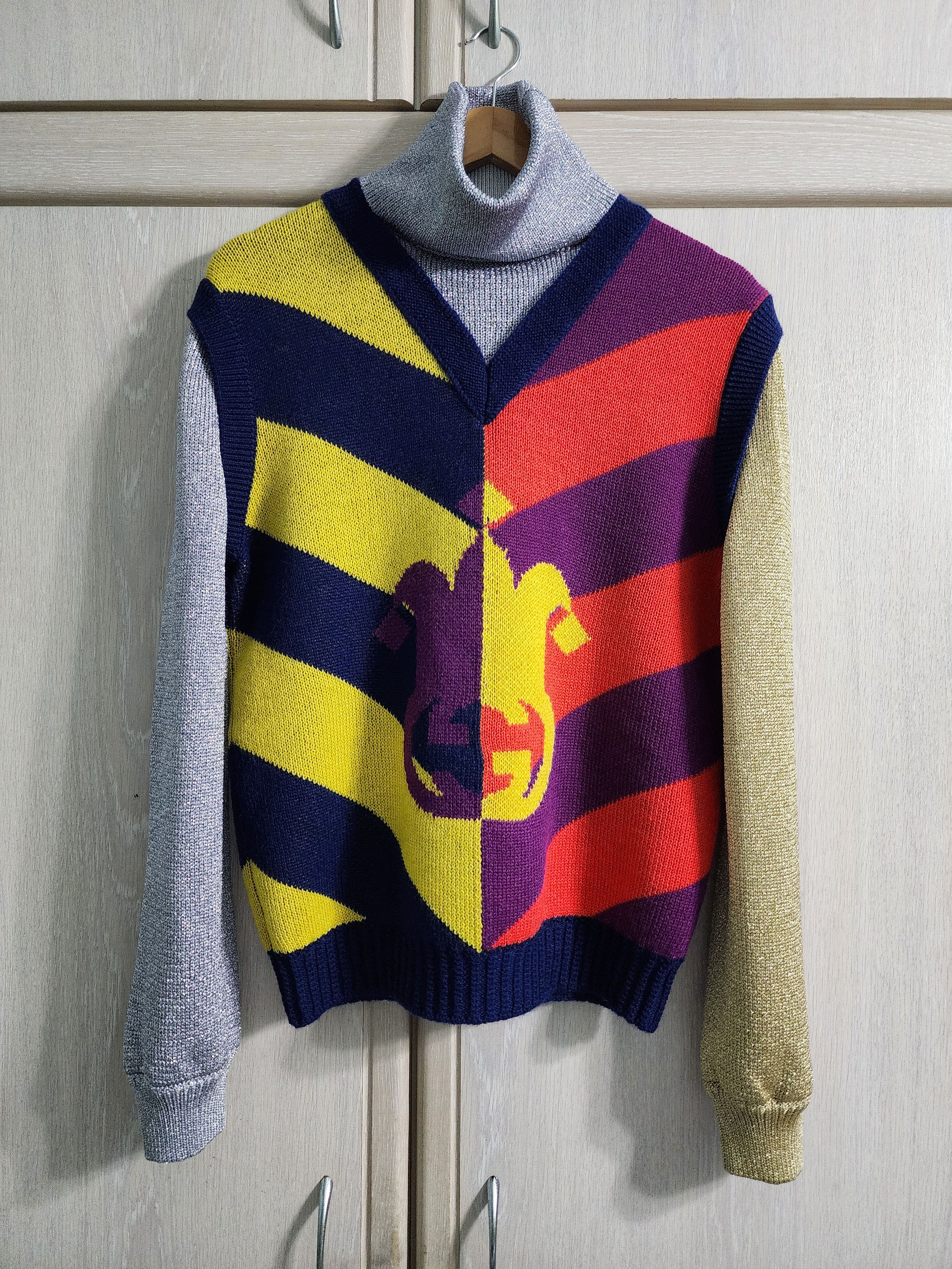 Striped Jacquard Wool Knit Sweater