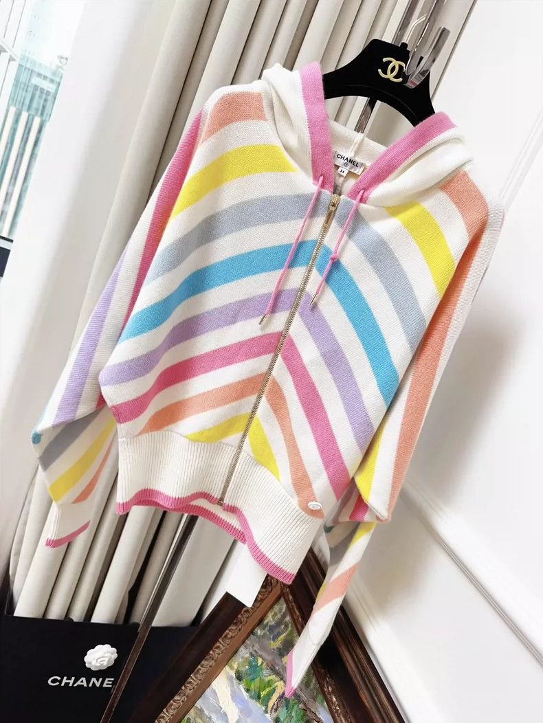 Chanel Chanel 19C Cruise Series Rainbow Striped Bat Sleeve Hooded Size XXS / US 00 / IT 34 - 1 Thumbnail