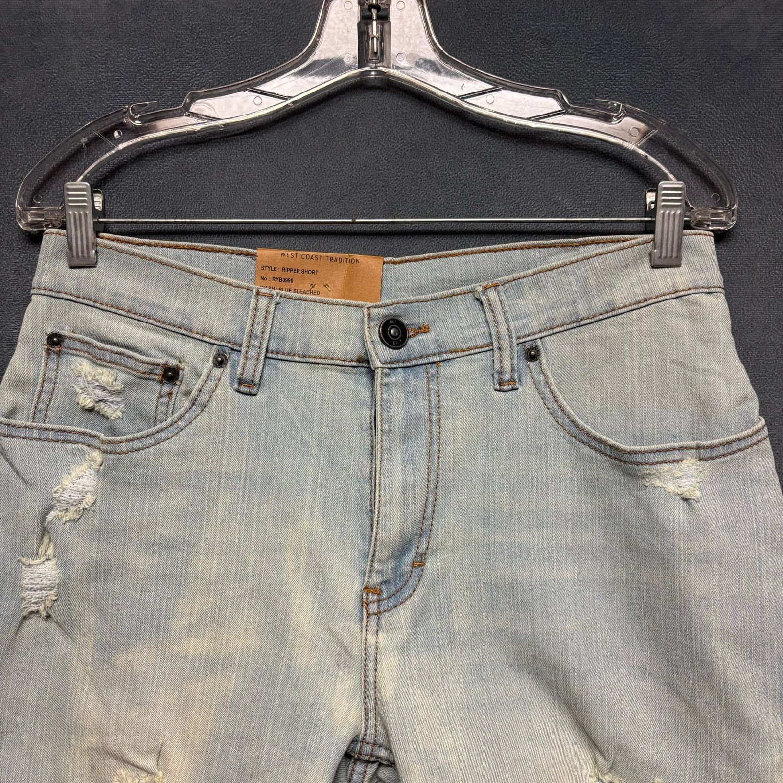 Ring Of Fire Ring Of Fire Distress Ripper Jorts Denim Shorts Blue Bleach Size US 30 / EU 46 - 7 Thumbnail
