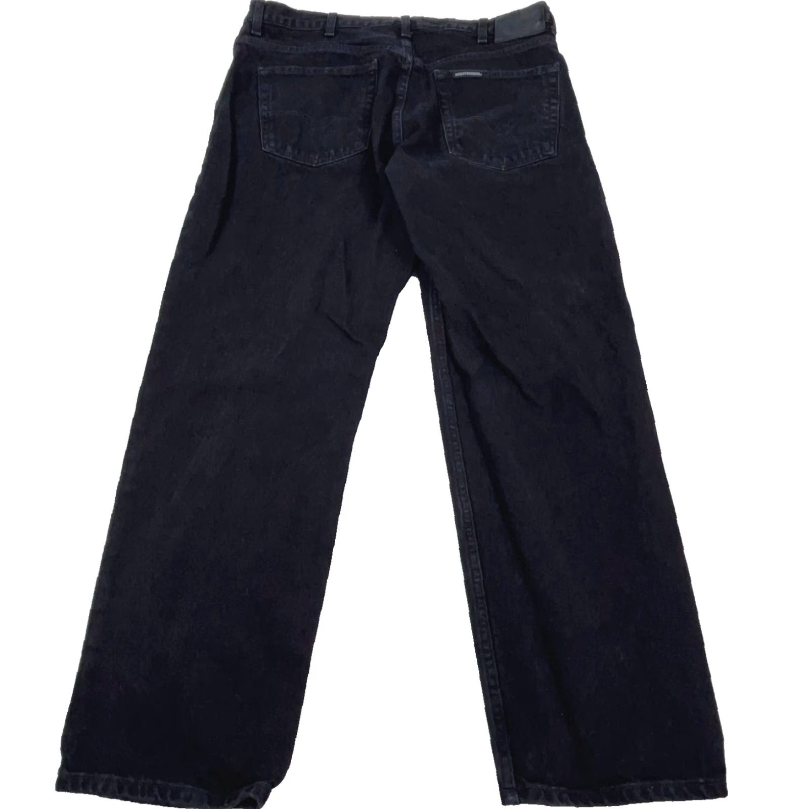 Harley Davidson Vintage Harley-Davidson Jeans Men 38x30 Relaxed Fit Straight Leg Black Denim 5-Pocket Belt Loops Charcoal Wash Comfortable Classic American Y2K Mens Size US 38 / EU 54 - 2 Thumbnail