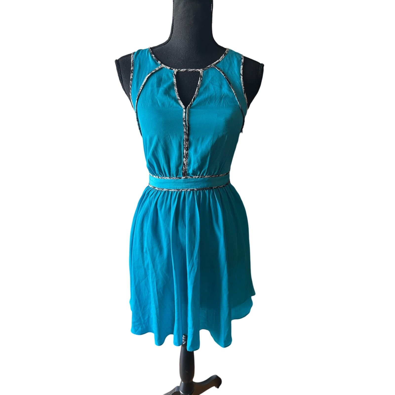 Armani Exchange Armani Exchange Teal Reversible Mini Dress Keyhole Trim Size XS / US 0-2 / IT 36-38 - 1 Thumbnail
