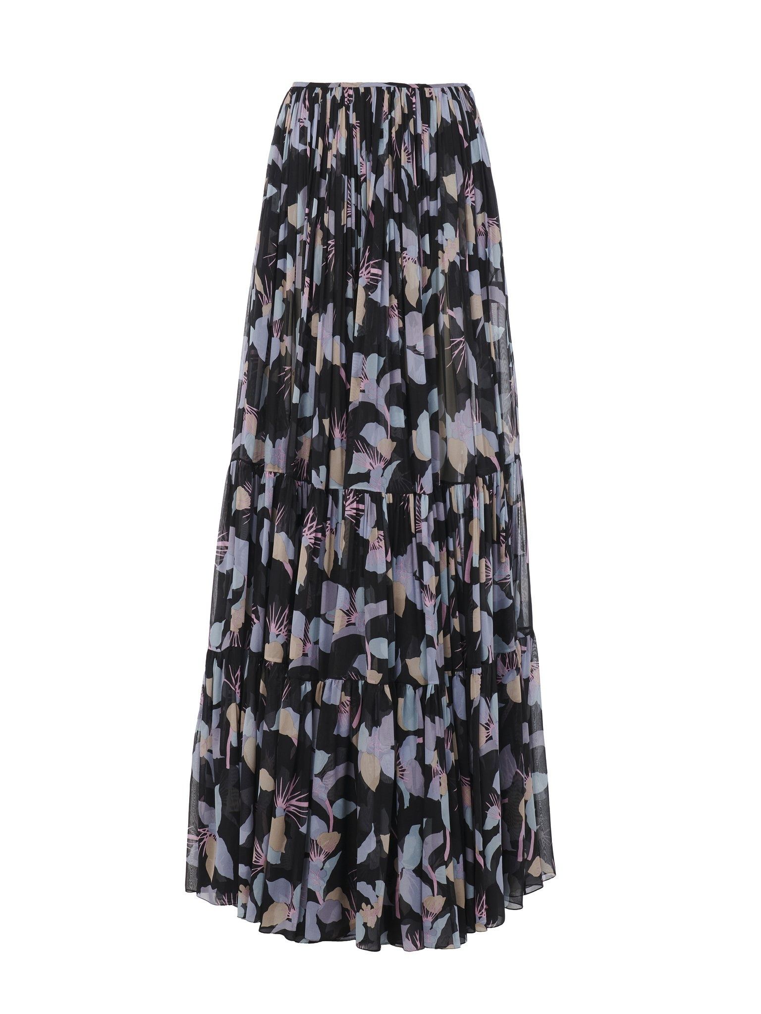 o1loc1c11125 Silk Maxi Skirt in Multicolor