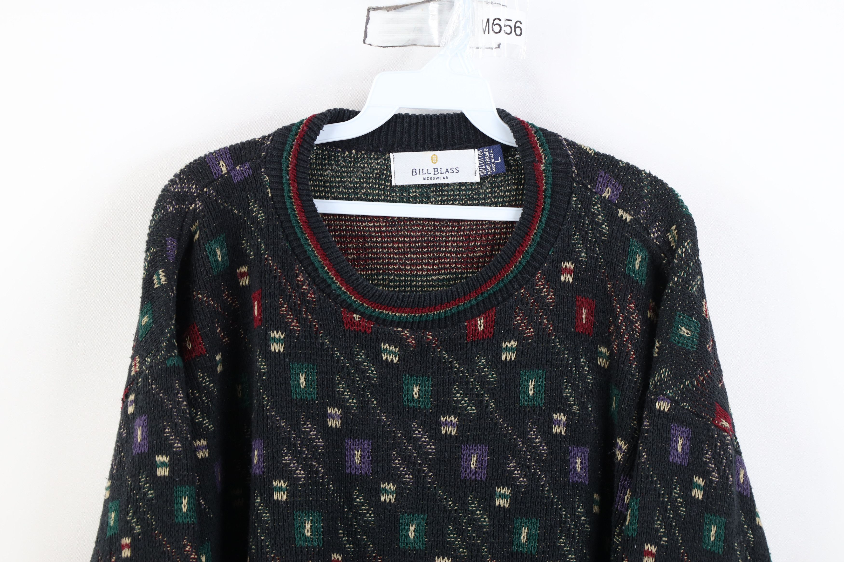 Vintage Vintage 90s Coogi Style Checkered Knit Sweater Cotton USA Size US L / EU 52-54 / 3 - 2 Thumbnail