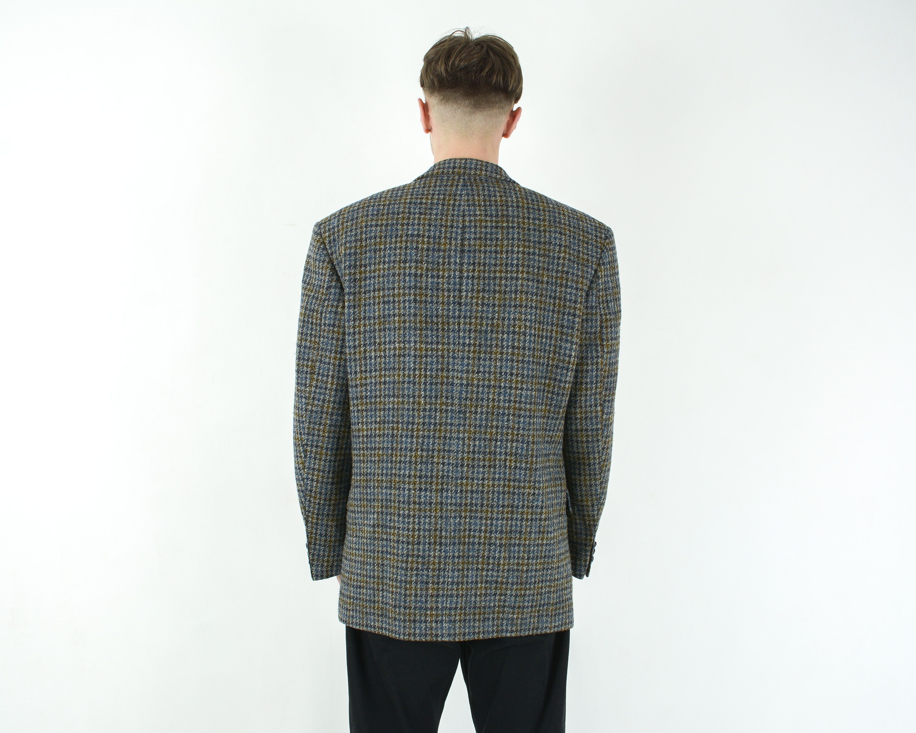 Harris Tweed Blazer Uk 40 Us Jacket Wool Coat Houndstooth Suit M Formal Size 40R - 4 Thumbnail