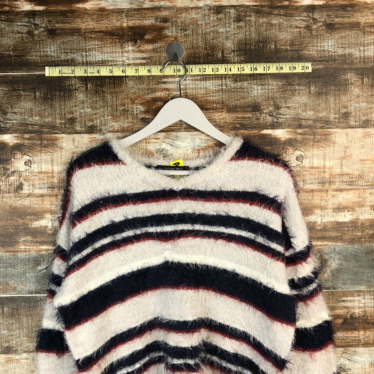 Homespun Knitwear × Japanese Brand × Solid and Striped Holiday Holic mohair fur shaggy stripe Knitwear #A1316 Size M / US 6-8 / IT 42-44 - 2 Thumbnail