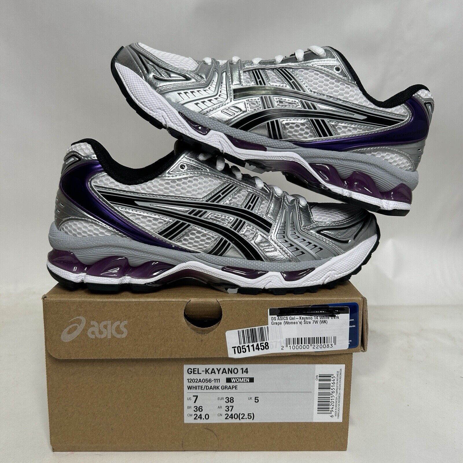 Asics ASICS Gel Kayano 14 WMNS “Silver White Dark Grape” 2024 Size US 7 / IT 37 - 1 Thumbnail