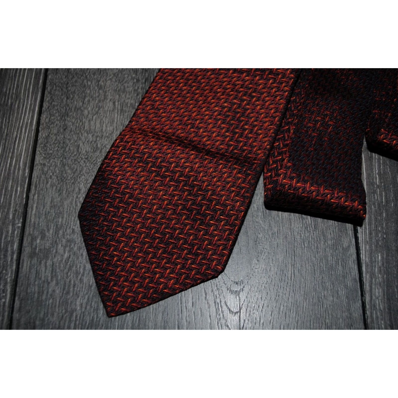 ELLIATT BRUNO PIATTELLI MEN'S 100% SILK NECKTIE GEOMETRIC COPPER COLOR DESIGNER COPPER OR BROWN? COLOR: Brown Size ONE SIZE - 2 Thumbnail