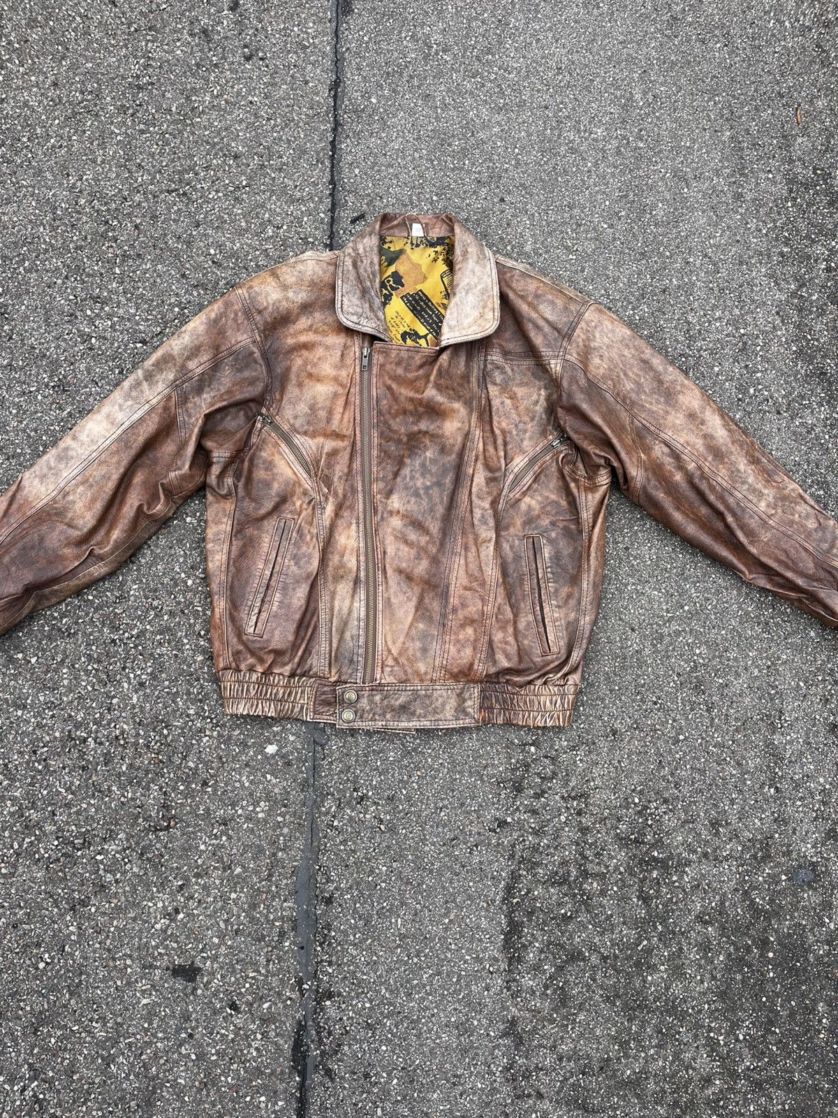 Vintage 80s Brown Leather Biker Jacket