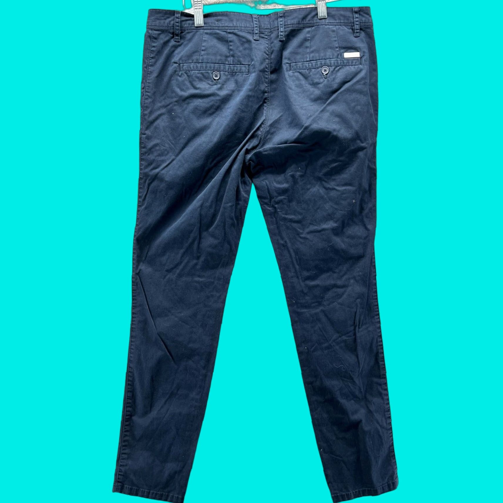 Armani Exchange Armani Exchange Pants Mens 33R Navy Chino Slim Fit Stretch Flat Front Casual Size US 33 - 1 Thumbnail
