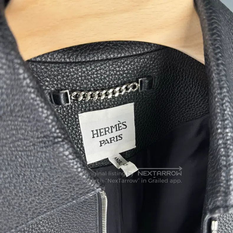 Hermes Hermes Black leather jacket, ultra-short style, suede mate Size XS / US 0-2 / IT 36-38 - 4 Thumbnail