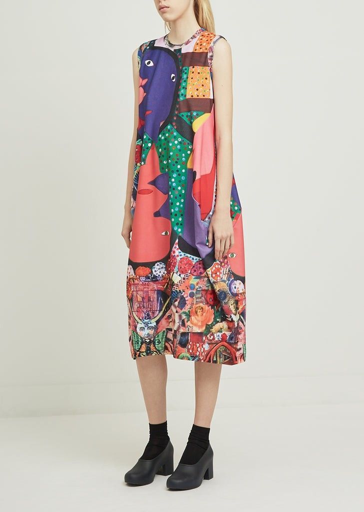 Comme des Garcons CDG SS18 “Artwork by Serge Vollin” Printed Dress Size S / US 4 / IT 40 - 9 Thumbnail