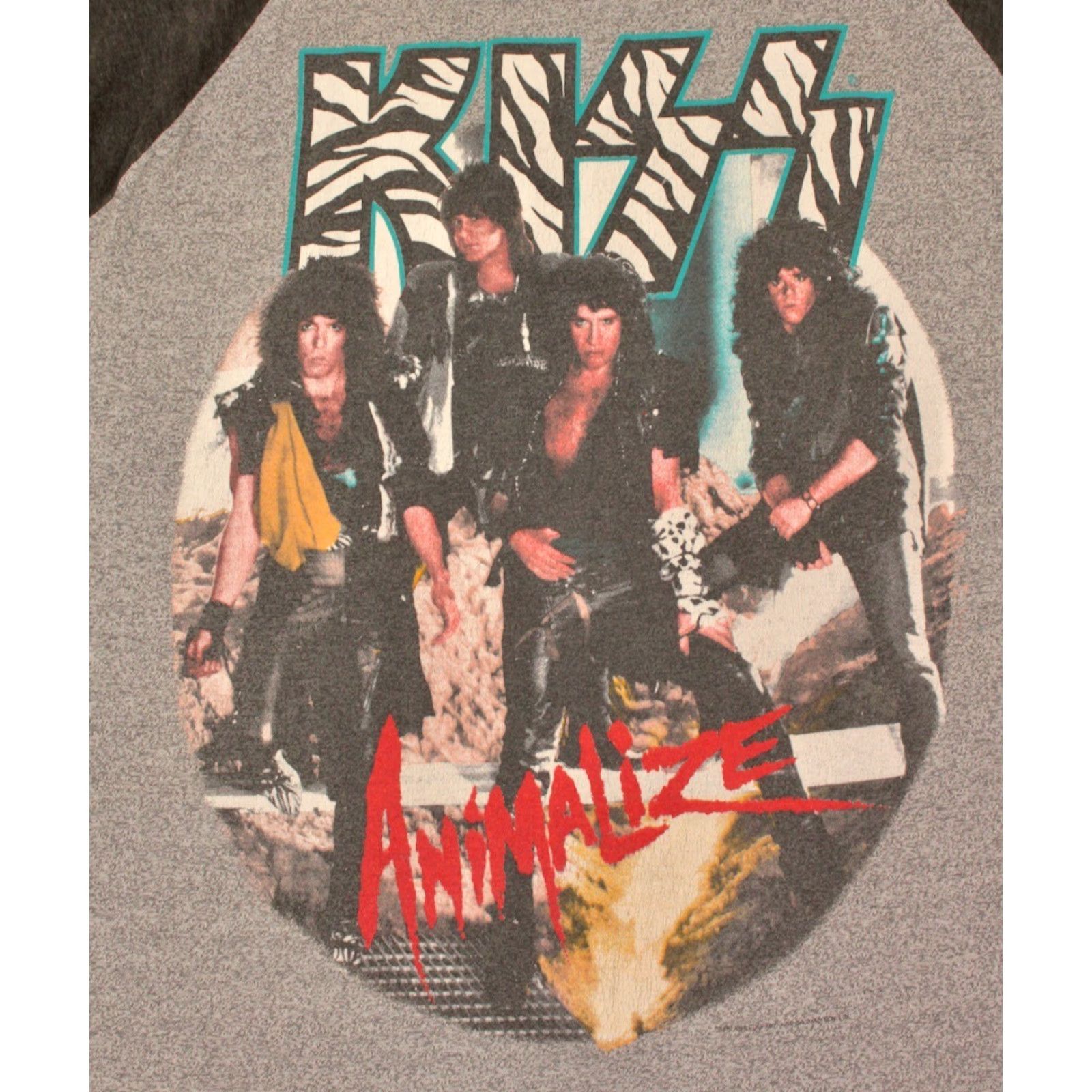 Vintage VINTAGE Men's Kiss Animalize Tour TShirt 1980s Rock Band T-shirt Sz M Grey 80s Size US M / EU 48-50 / 2 - 3 Thumbnail