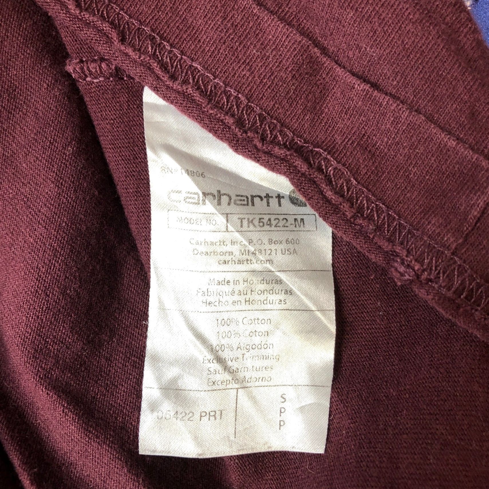 Carhartt Carhartt T-Shirt Men Small Long Sleeve Crew Neck Maroon 105422 PRT Logo Work Outdoor Cotton Regular Fit Shirt Size US S / EU 44-46 / 1 - 7 Thumbnail