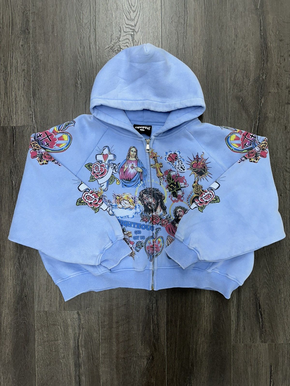 We are righteous “risen king” blue zip up