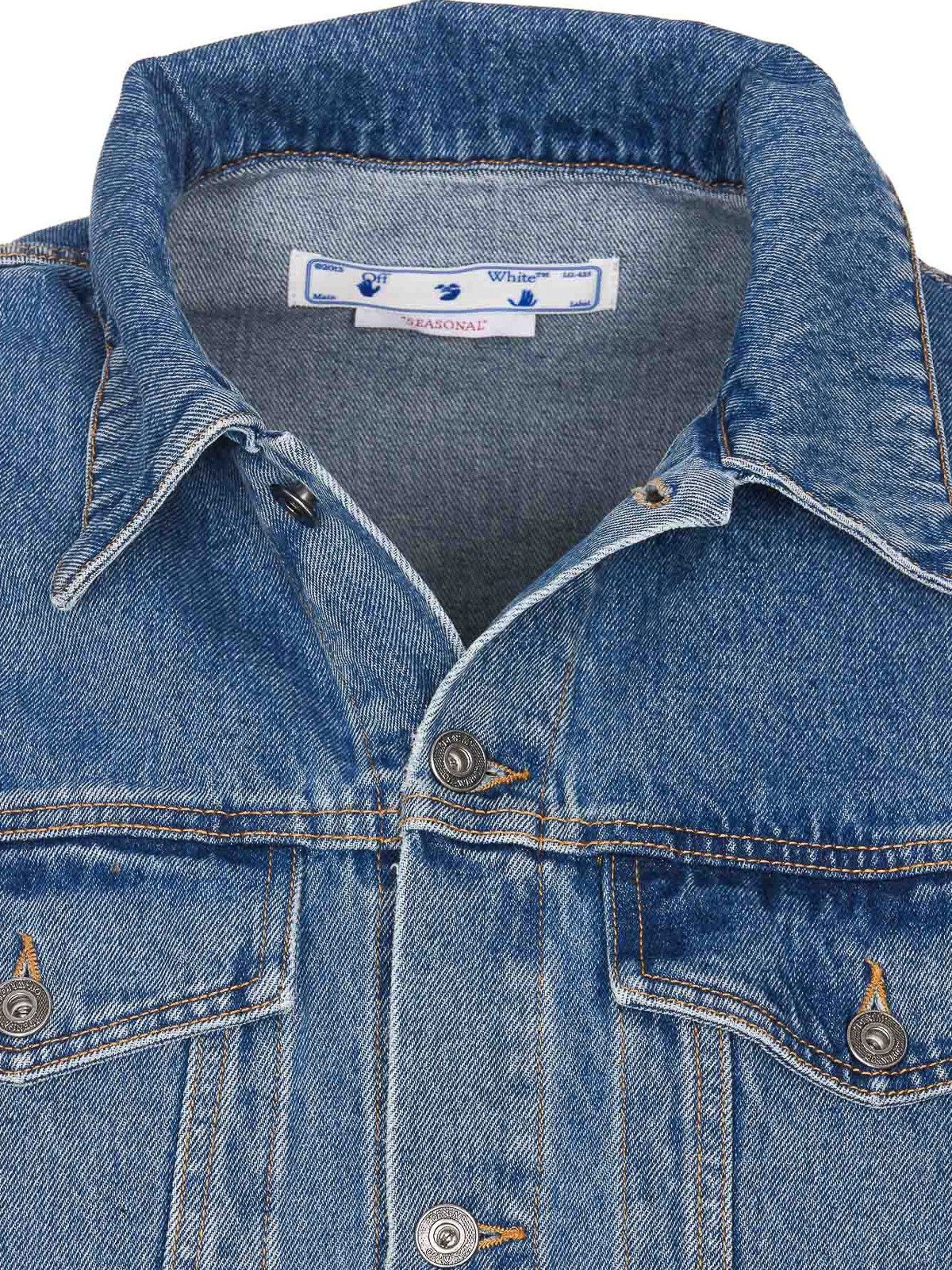 Off-White o1gr1nt0125 Skate Denim Jacket in Medium Blue Size US XL / EU 56 / 4 - 4 Thumbnail