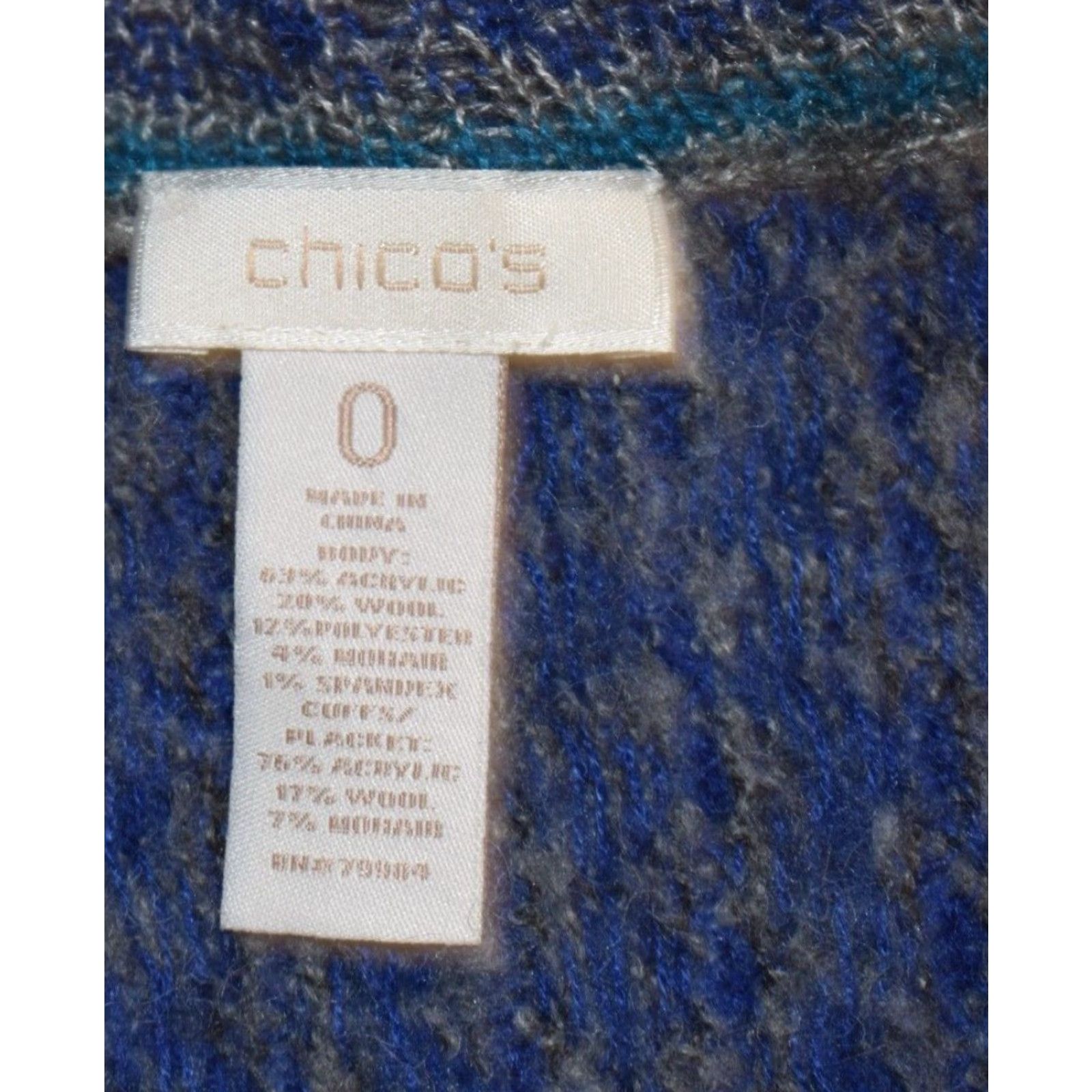 Vintage Chicos Sweater Cardigan Wool Mohair Blend Open Front Size 0 Small Blue Womens Mens? Size XS / US 0-2 / IT 36-38 - 3 Thumbnail