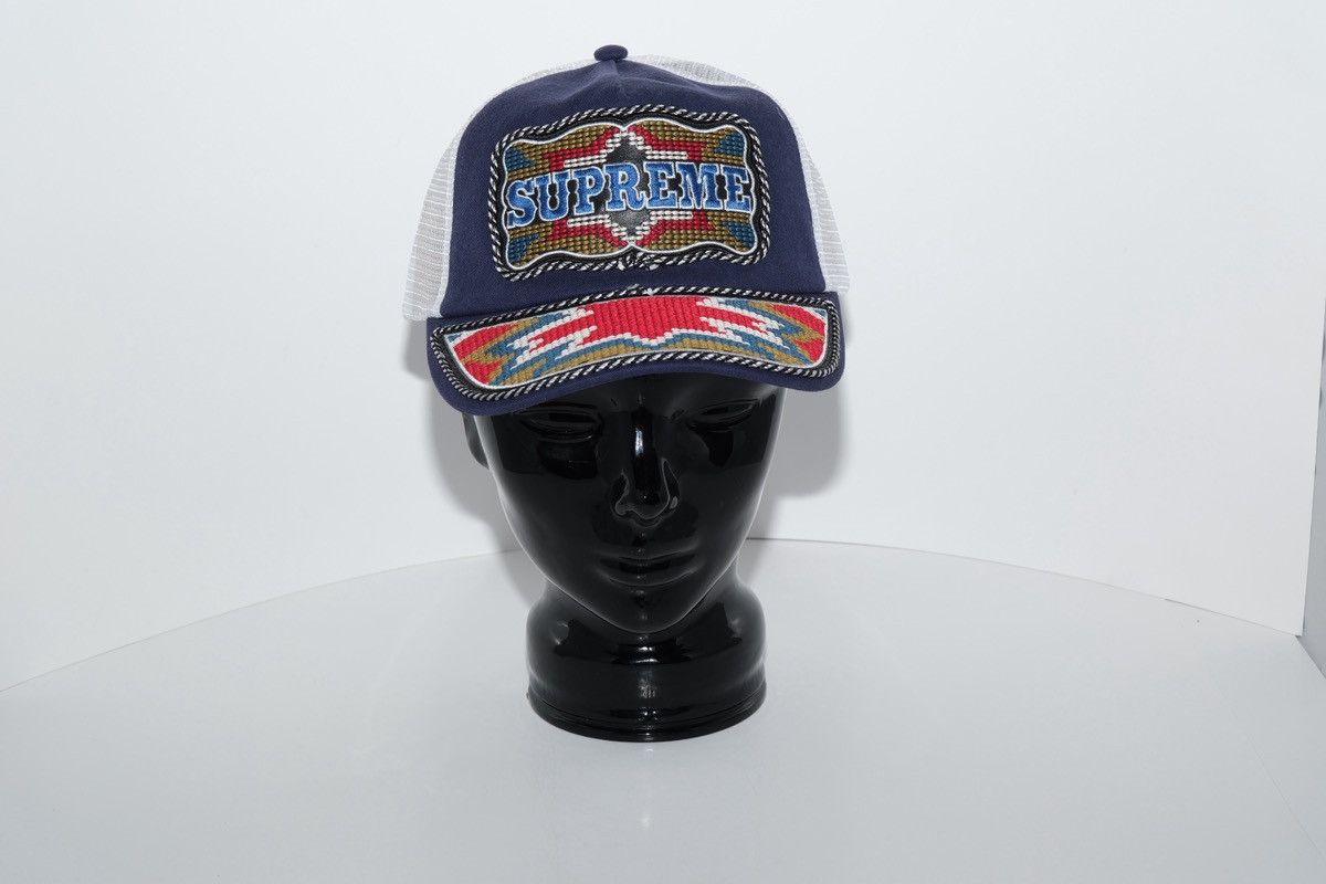 Supreme Supreme SS26 Western Embroidered Mesh 5 Panel Cap Hat Navy Size ONE SIZE - 1 Thumbnail