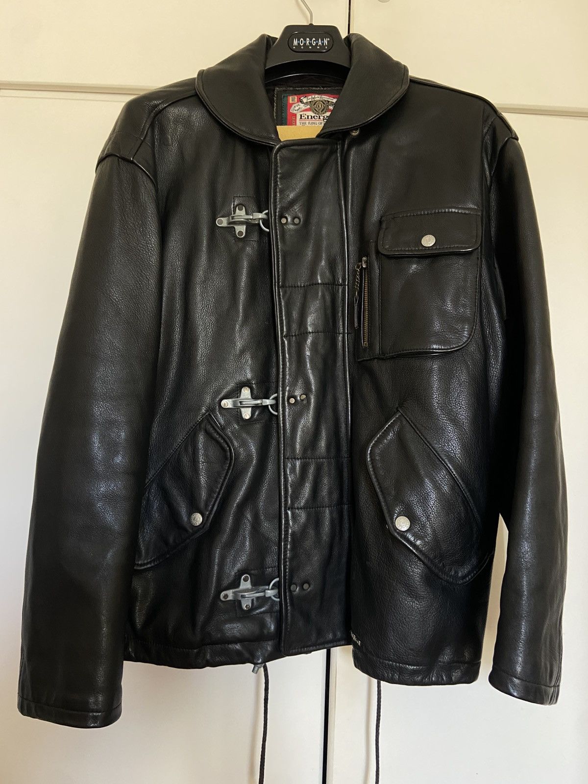 Genuine Leather Vintage Fireman Clasp leather jacket Size US L / EU 52-54 / 3 - 1 Thumbnail