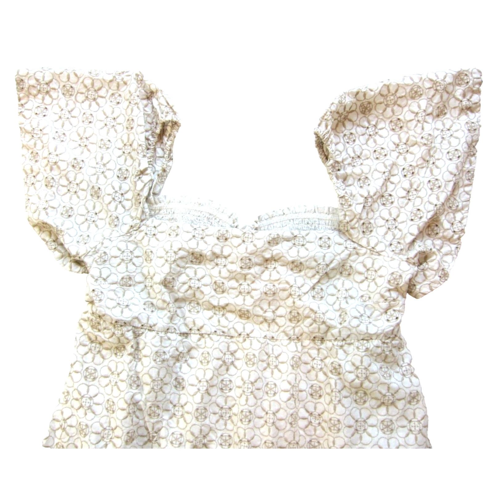 Vintage Maeve NWT Dress Shirt XL White Floral Open Back Smock Cotton Embroidered Knee Length A-Line Women Size XL / US 12-14 / IT 48-50 - 4 Thumbnail