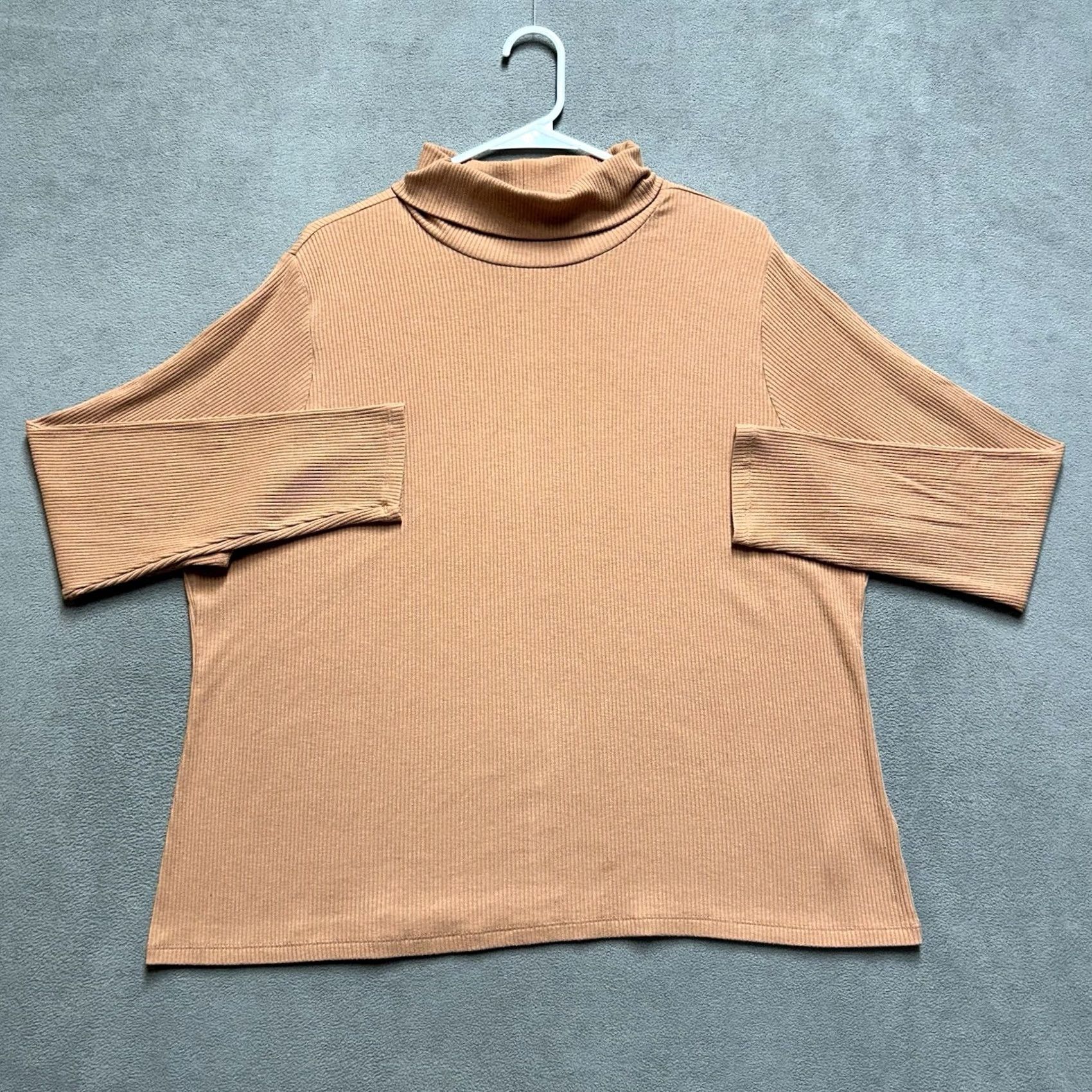 Old Navy Old Navy Shirt Womens 2XL Tan Beige Rib-knit Turtleneck Long Sleeve Stretch EUC Size XXL / US 16-18 / IT 52-54 - 2 Thumbnail