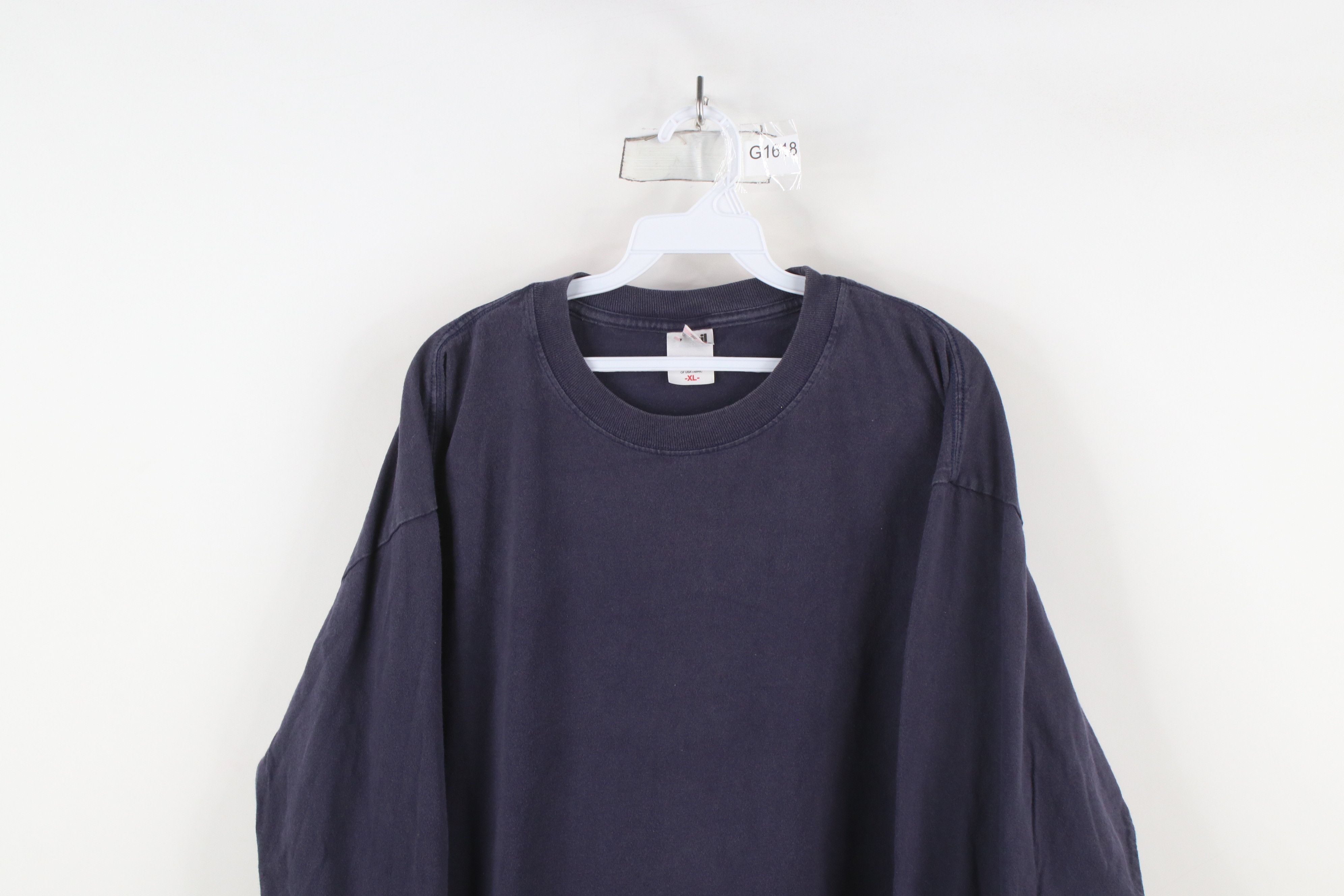 Vintage Vintage 90s Streetwear Long Sleeve T-Shirt Navy Blue Cotton Size US XL / EU 56 / 4 - 2 Thumbnail