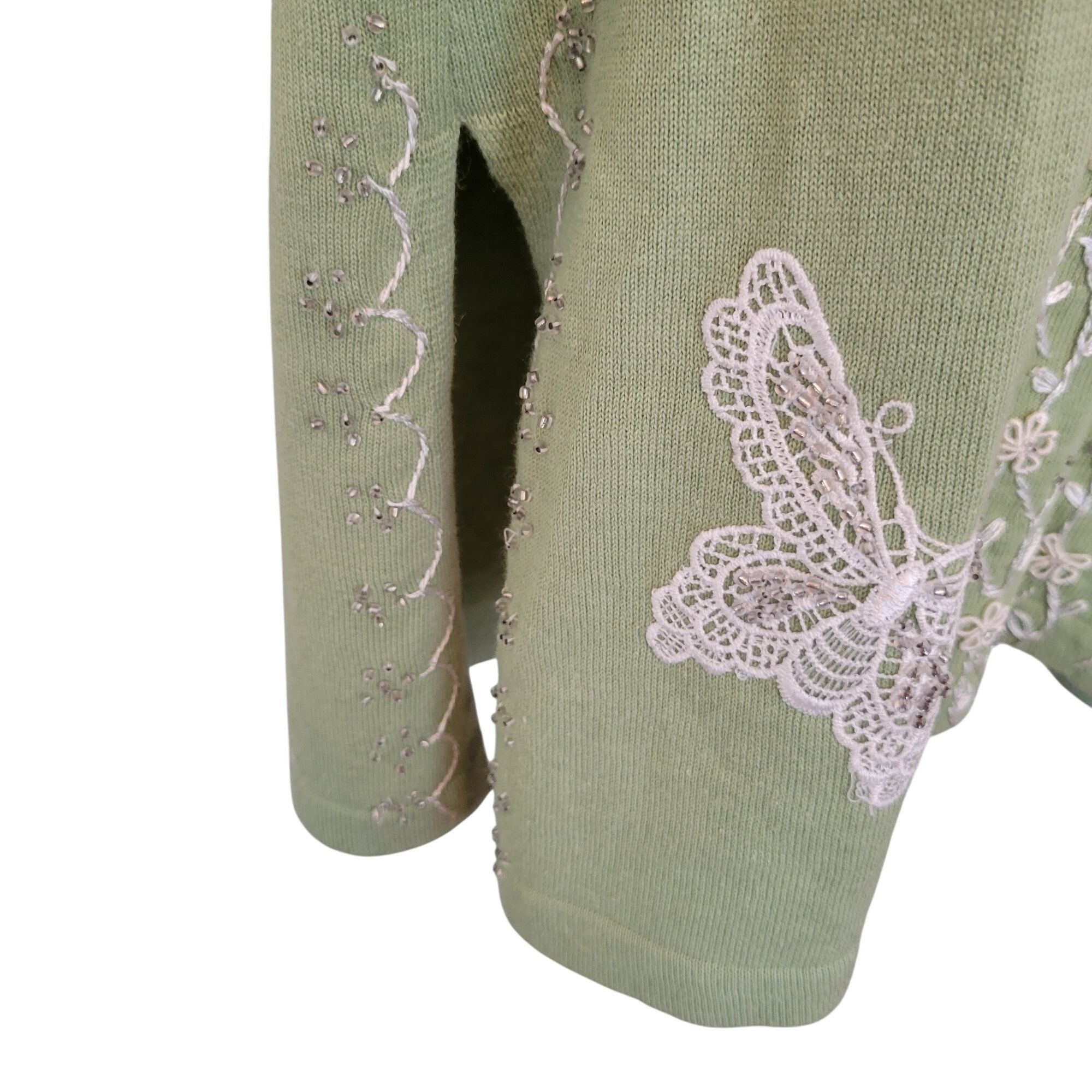 Other Storybook Knits S Shimmery Dream Green Sweater Tank Cardigan Size S / US 4 / IT 40 - 7 Thumbnail