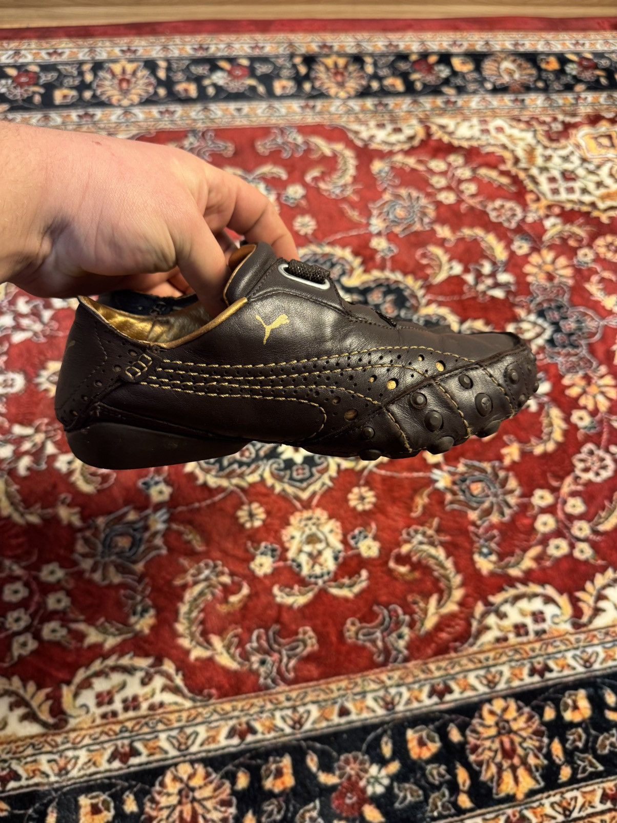 Puma Archive Puma Leather Driving Shoes / Moccasins Black / Gold Size US 5 / IT 35 - 9 Thumbnail